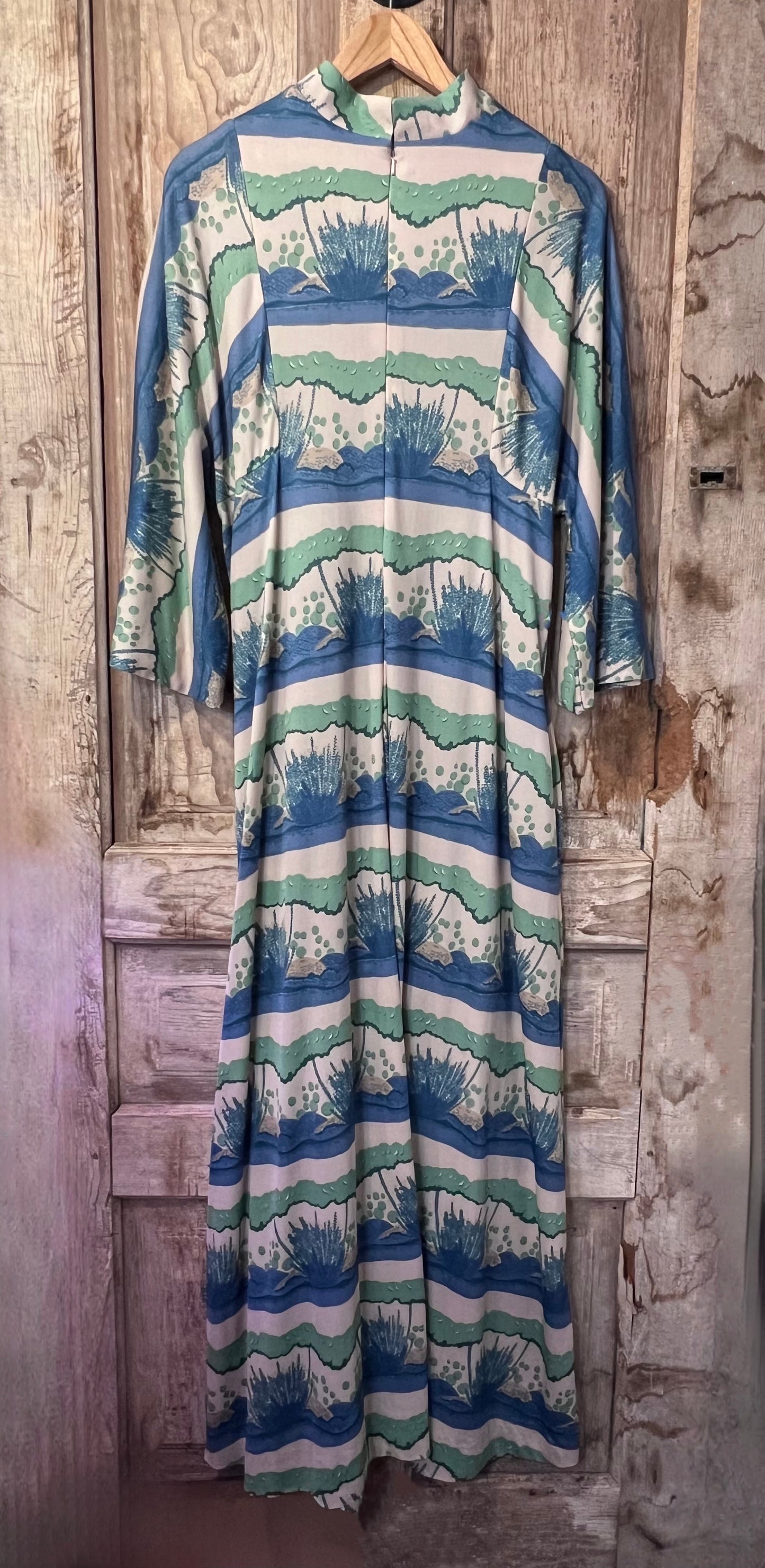 60's/70's Jacobson's Blue + Green High Neck Dress