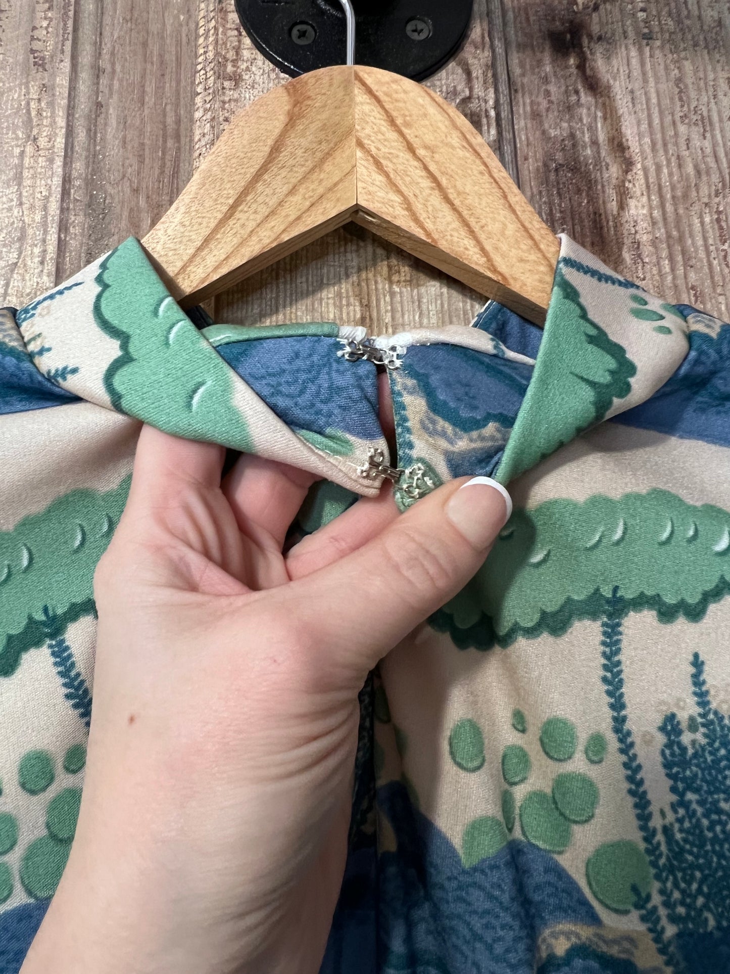 60's/70's Jacobson's Blue + Green High Neck Dress