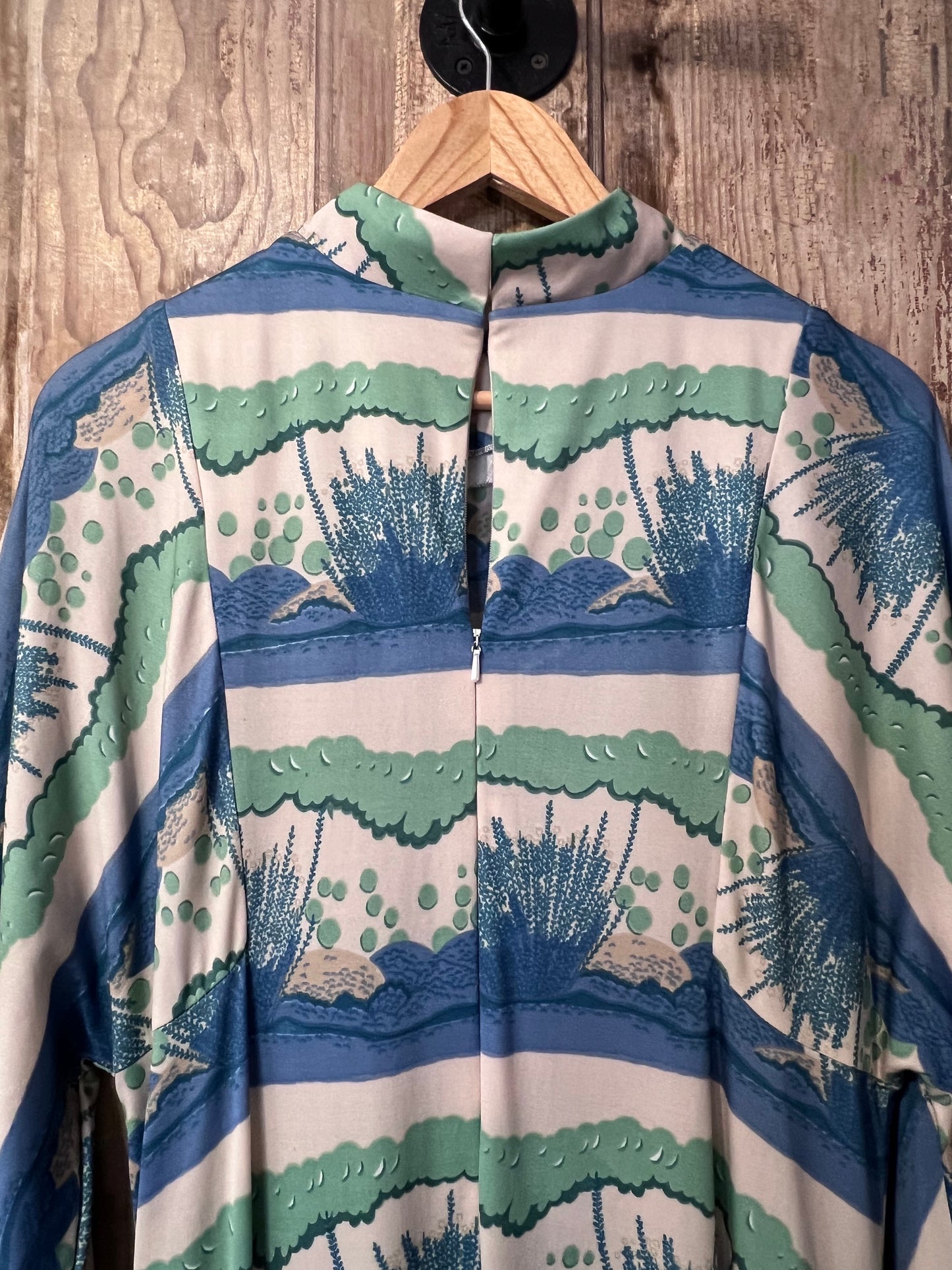 60's/70's Jacobson's Blue + Green High Neck Dress