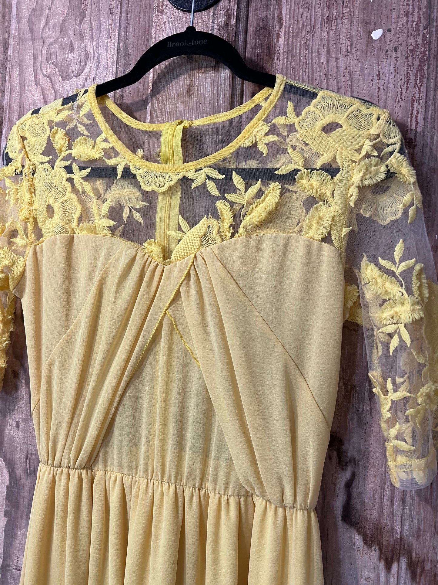70's Yellow Top Floral Sheer Lace Dress