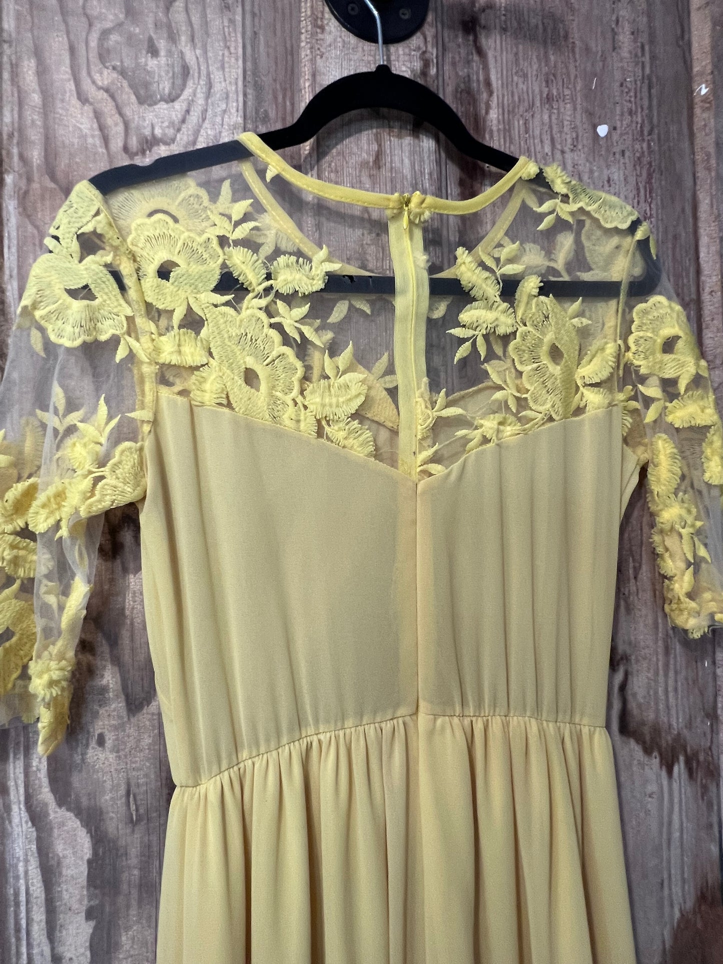 70's Yellow Top Floral Sheer Lace Dress