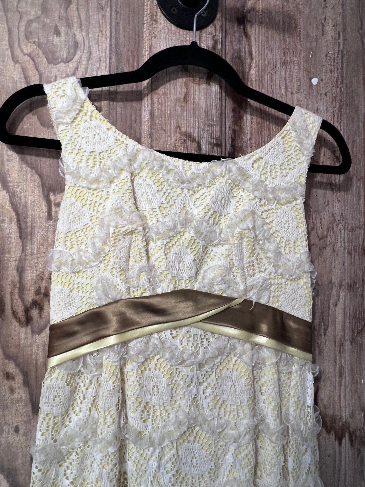 60's/70's Yellow + White Lace Sleeveless Dress