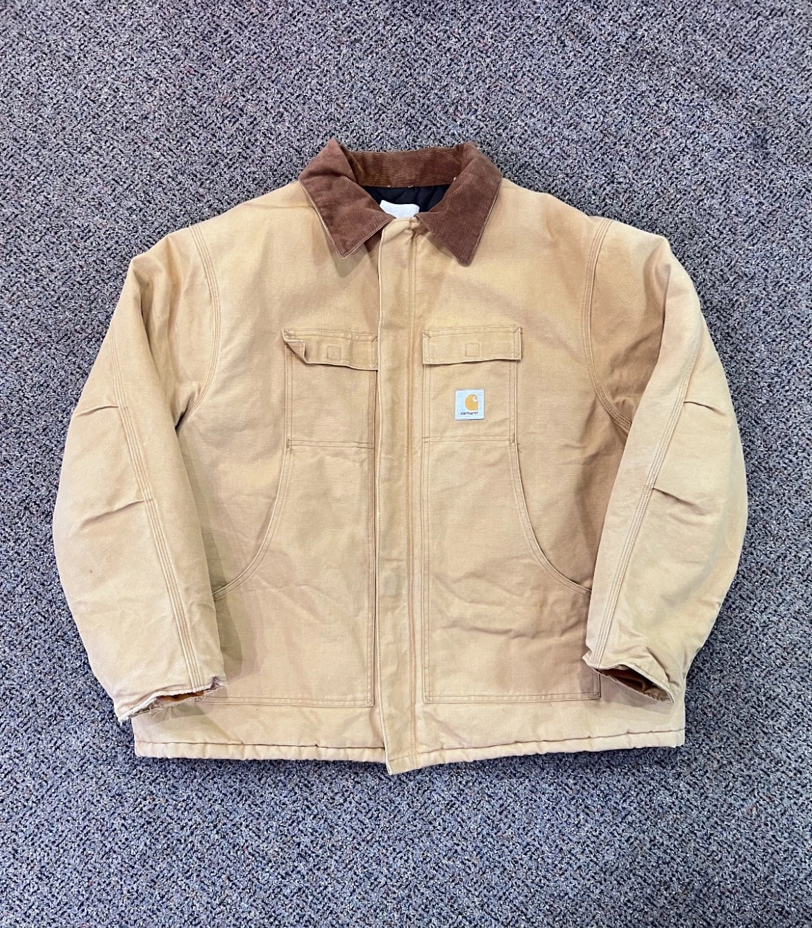 Tan Carhartt Jacket with Corduroy Collar