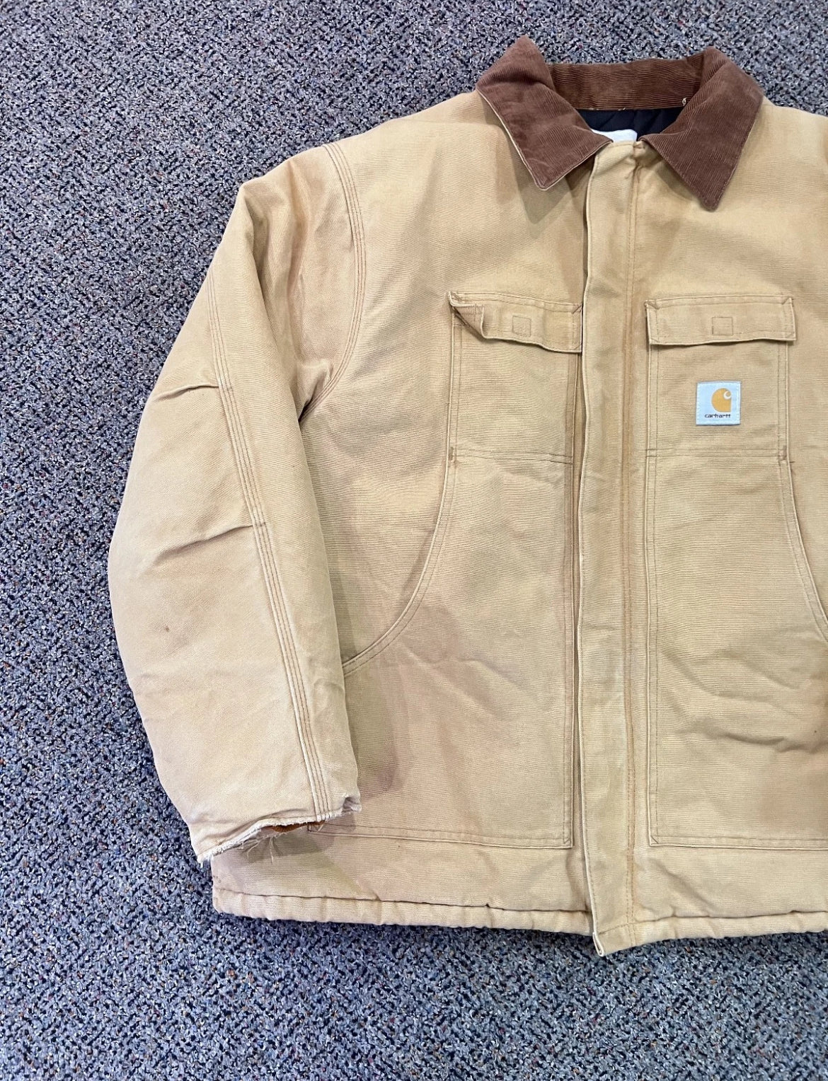 Tan Carhartt Jacket with Corduroy Collar