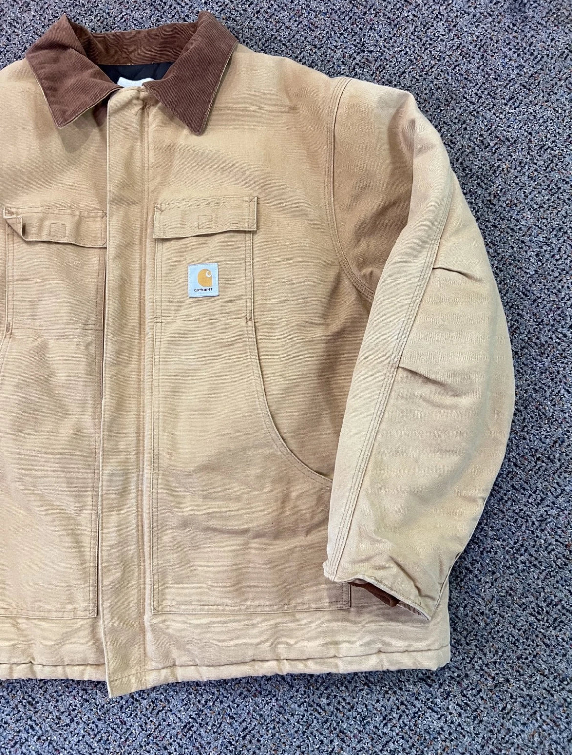 Tan Carhartt Jacket with Corduroy Collar