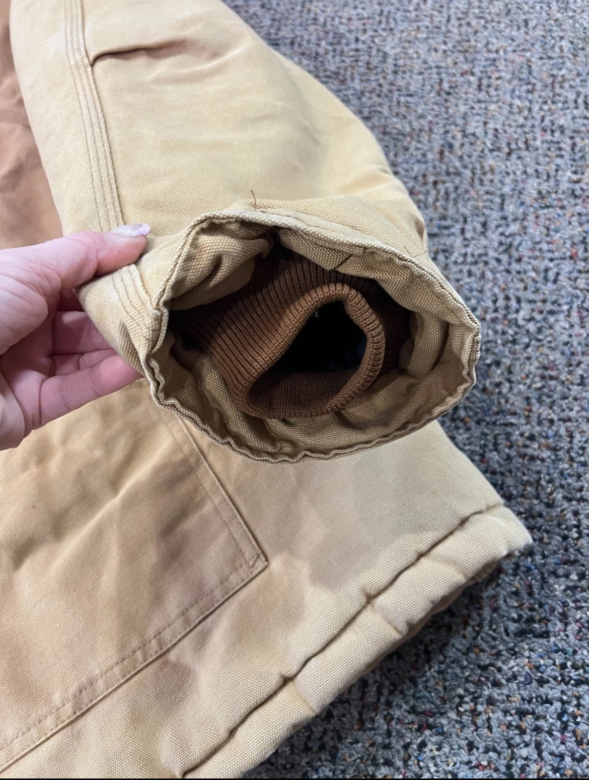 Tan Carhartt Jacket with Corduroy Collar