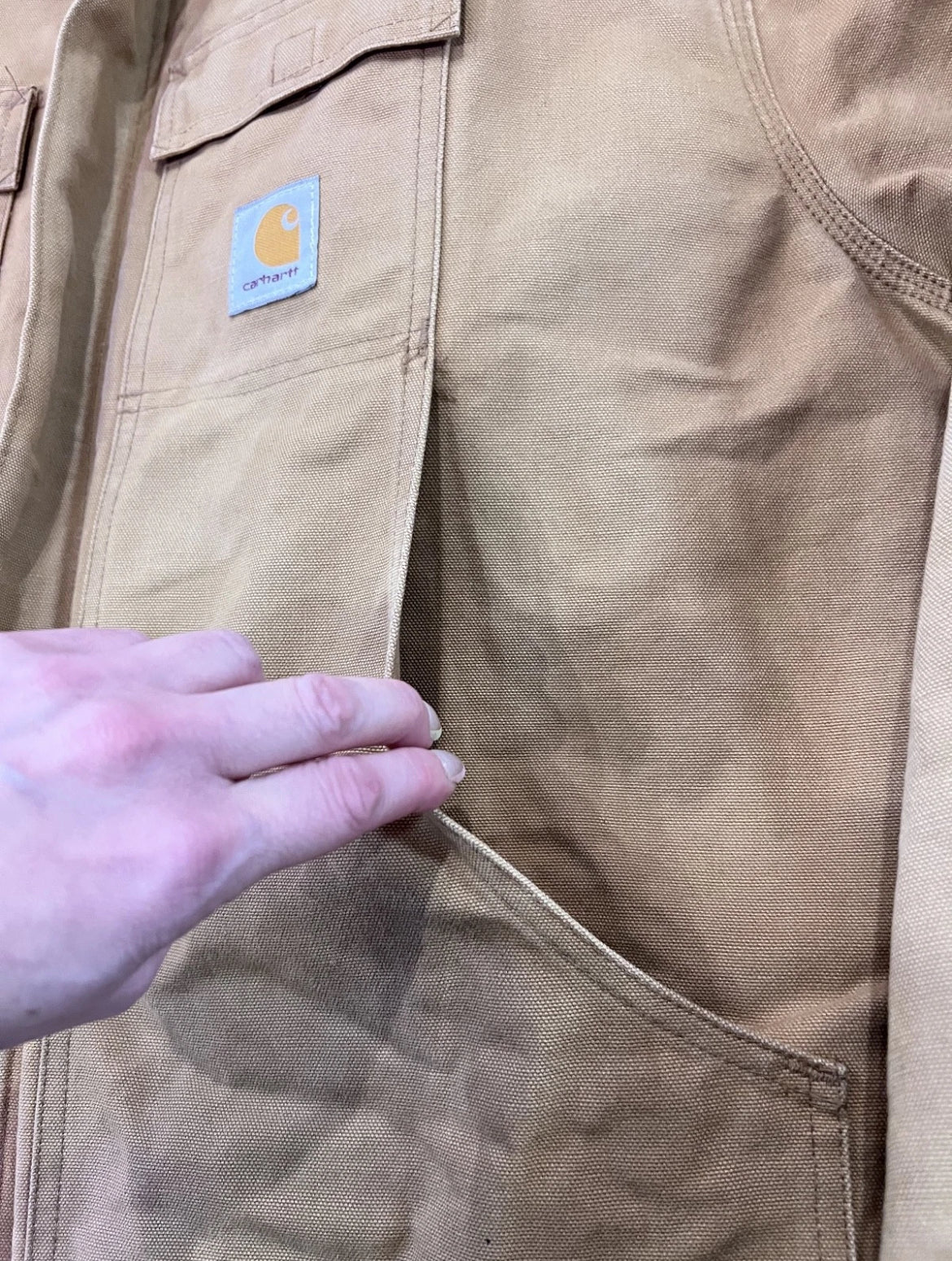 Tan Carhartt Jacket with Corduroy Collar