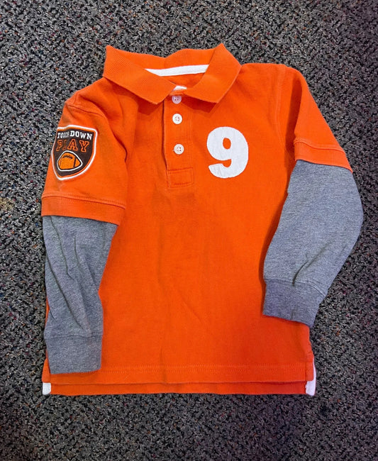[URL] Carter's Orange + Grey Polo Long Sleeve Shirt