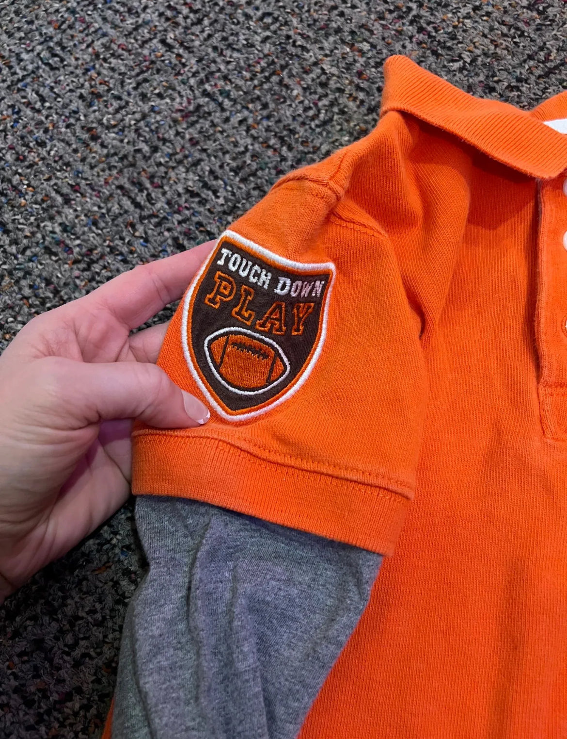 [URL] Carter's Orange + Grey Polo Long Sleeve Shirt