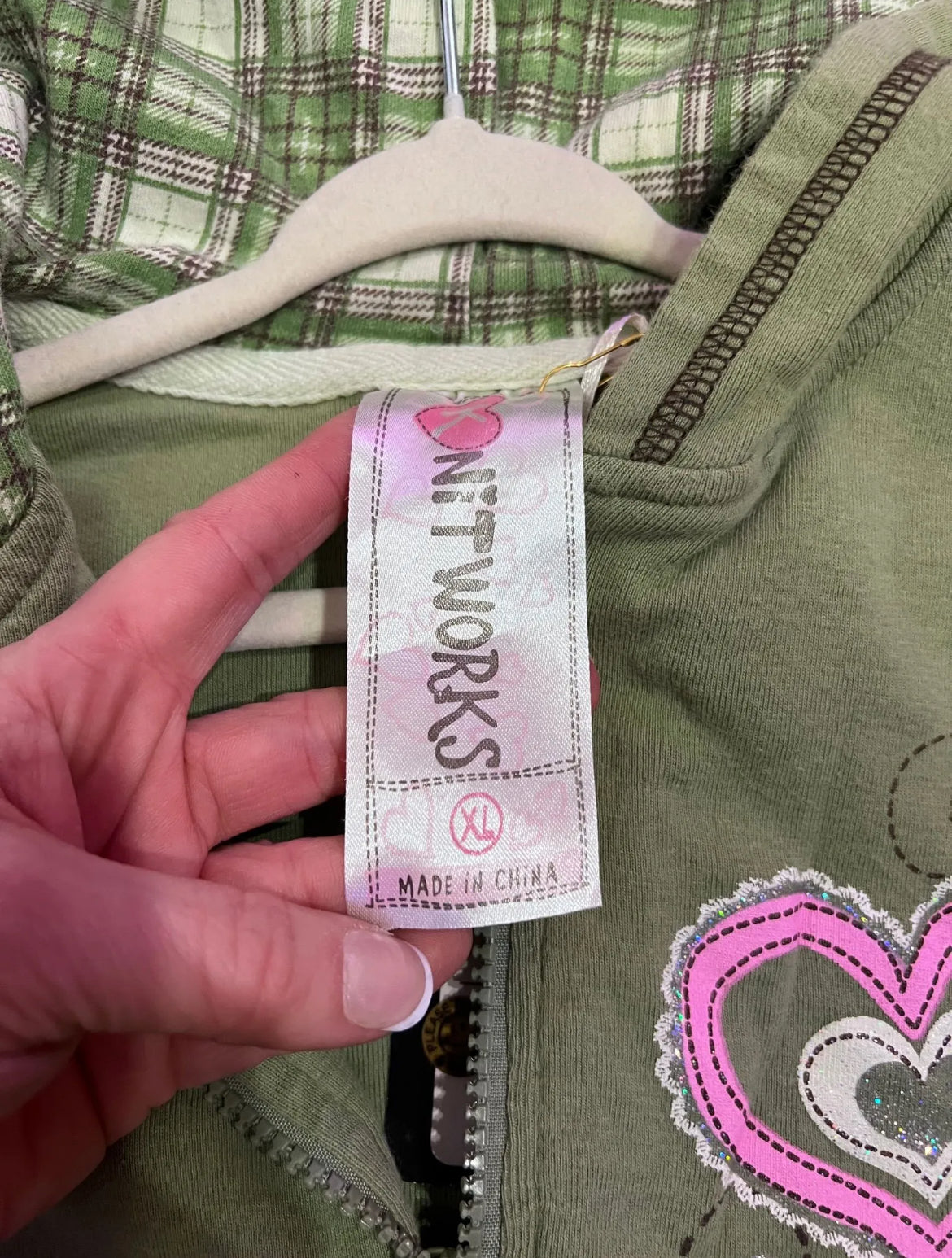 [URL] Y2K Knit Works Green Graphic Short Sleeve Zip Up