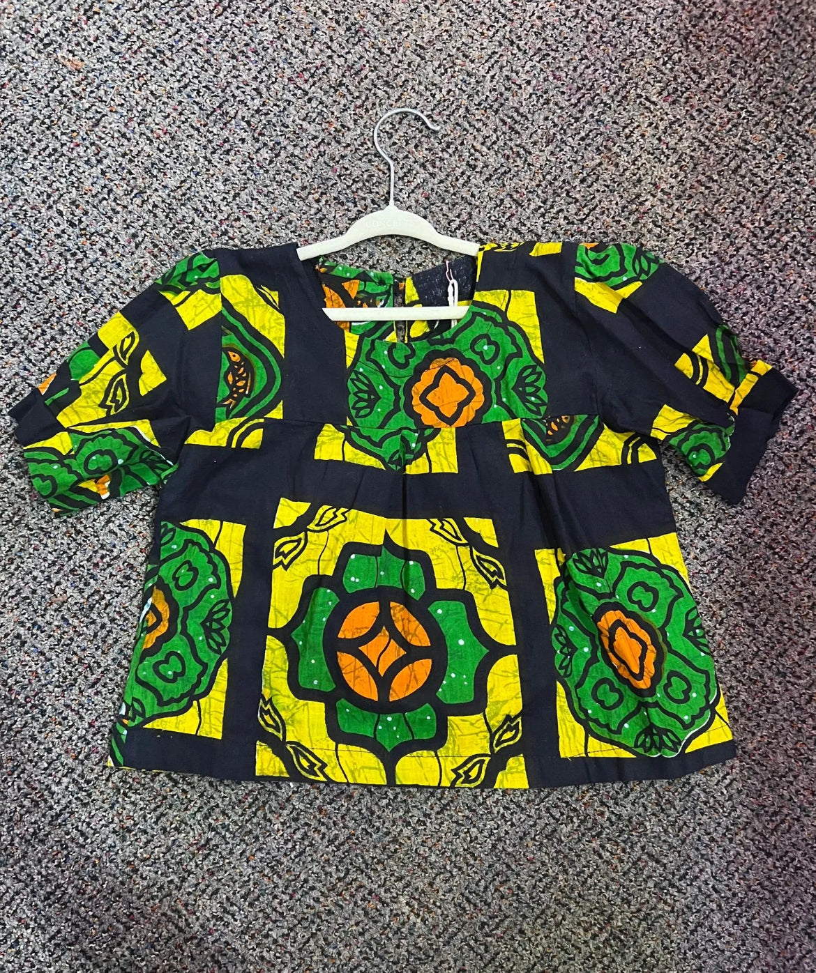 [URL] Handmade BLK/GRN/YLW Blouse