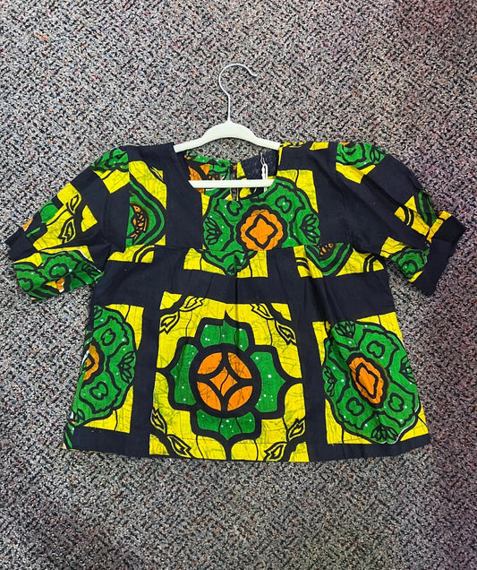 [URL] Handmade BLK/GRN/YLW Blouse