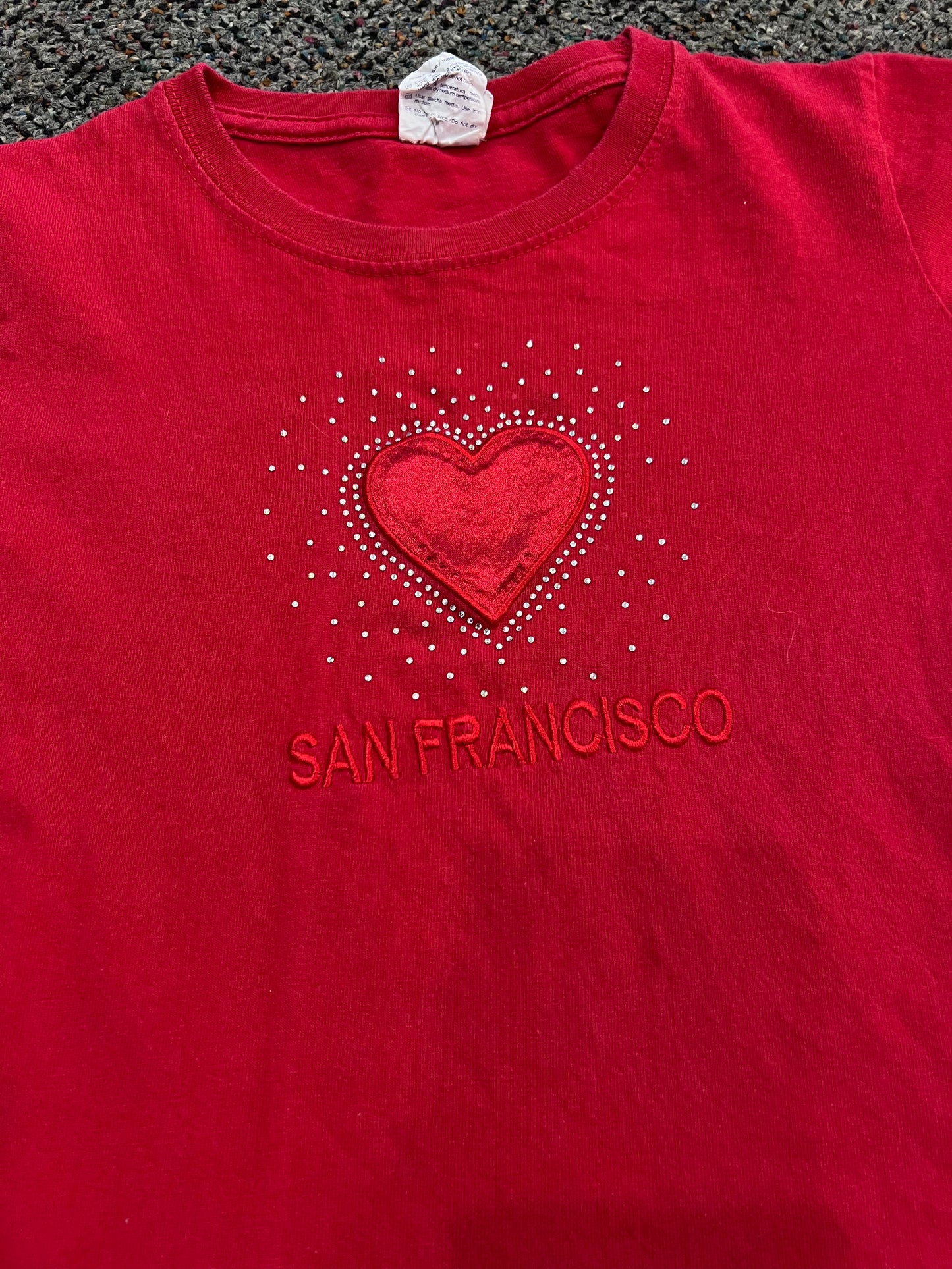 [URL] Red Embroidered + Bedazzled San Fransisco T-Shirt