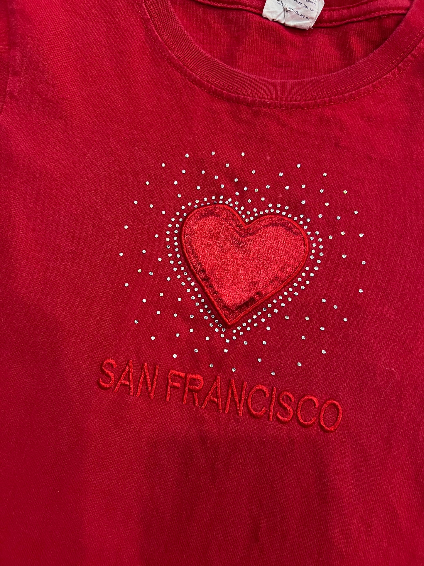 [URL] Red Embroidered + Bedazzled San Fransisco T-Shirt