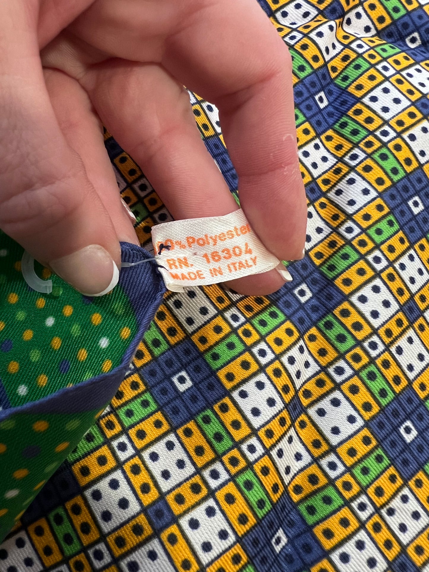 70's/80's GRN/BLUE Patterned Head Scarf