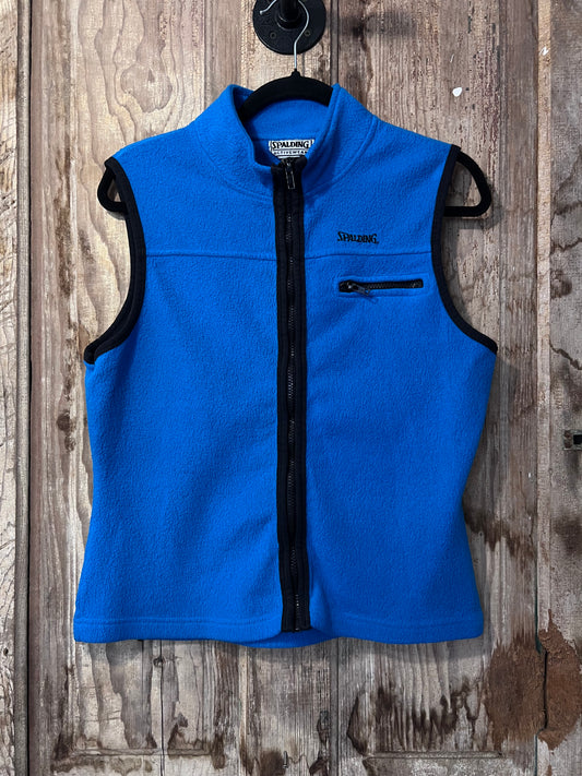 90's Spalding Blue + BLK Fleece Zip Up Vest