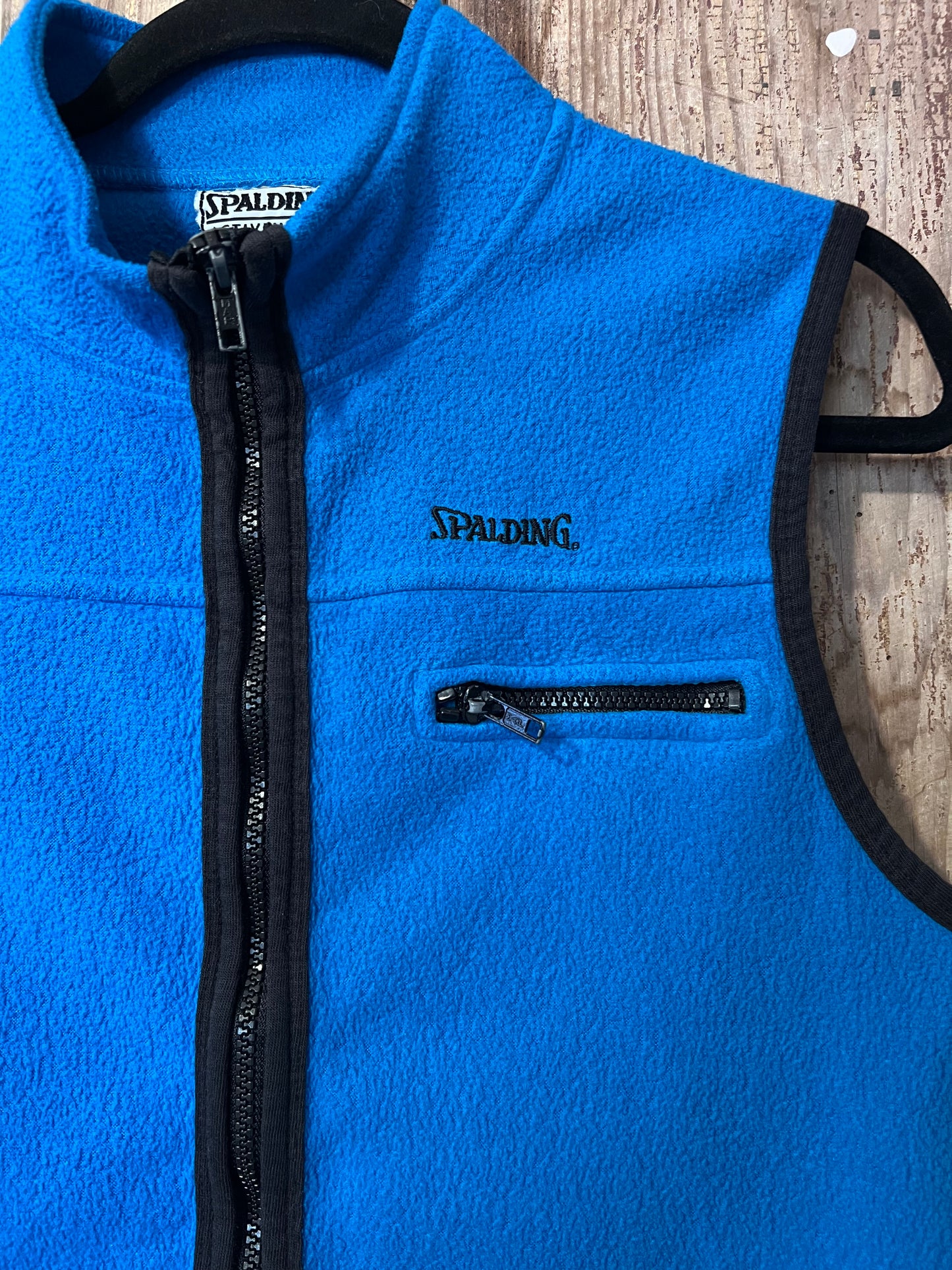 90's Spalding Blue + BLK Fleece Zip Up Vest