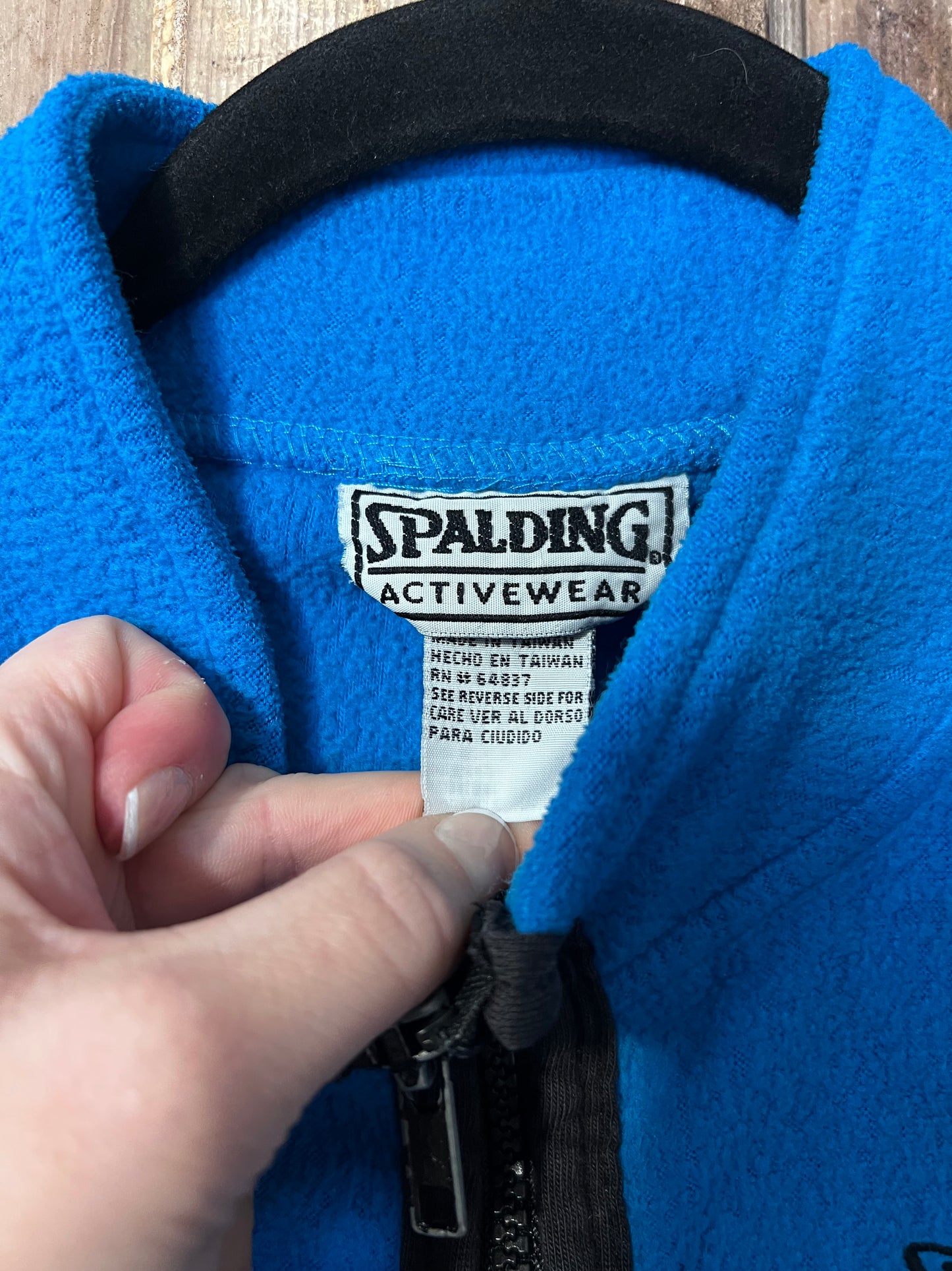 90's Spalding Blue + BLK Fleece Zip Up Vest
