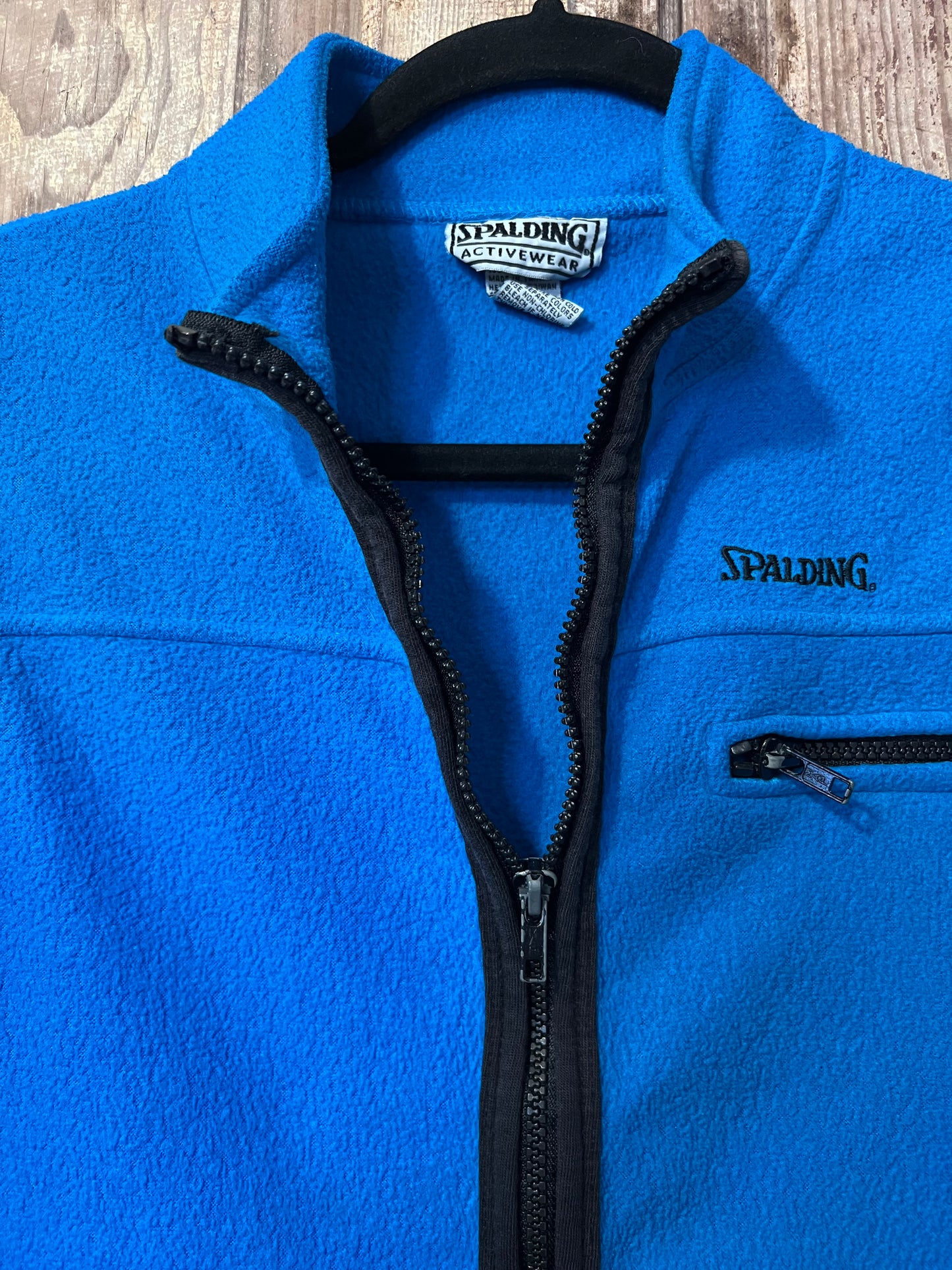 90's Spalding Blue + BLK Fleece Zip Up Vest