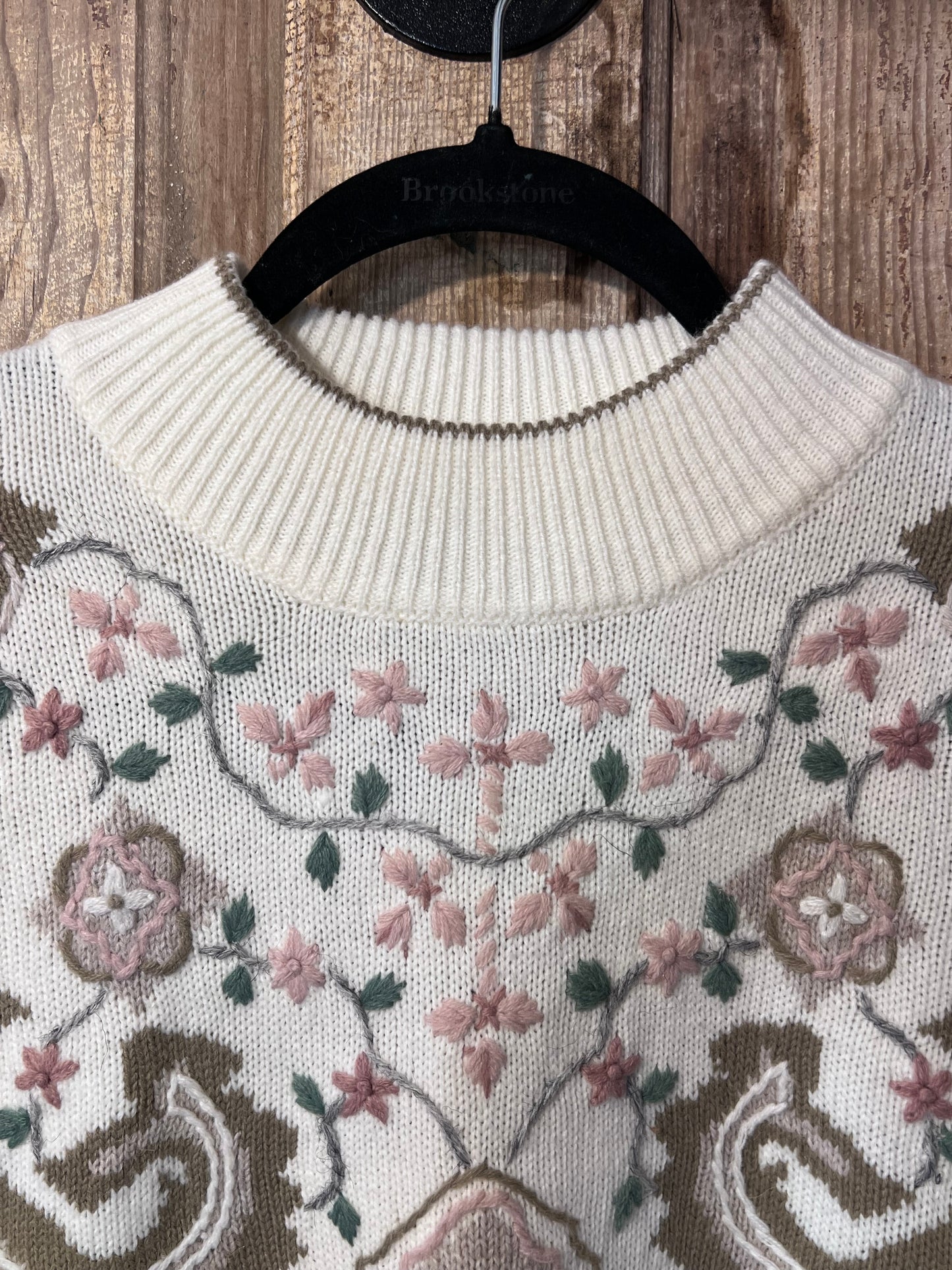 80's/90's Dana Scott Cream + Floral Knit Sweater