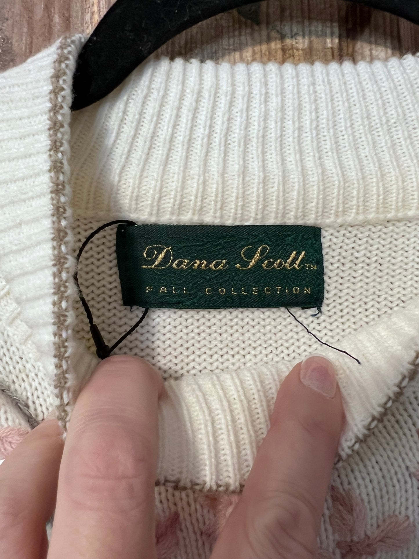 80's/90's Dana Scott Cream + Floral Knit Sweater