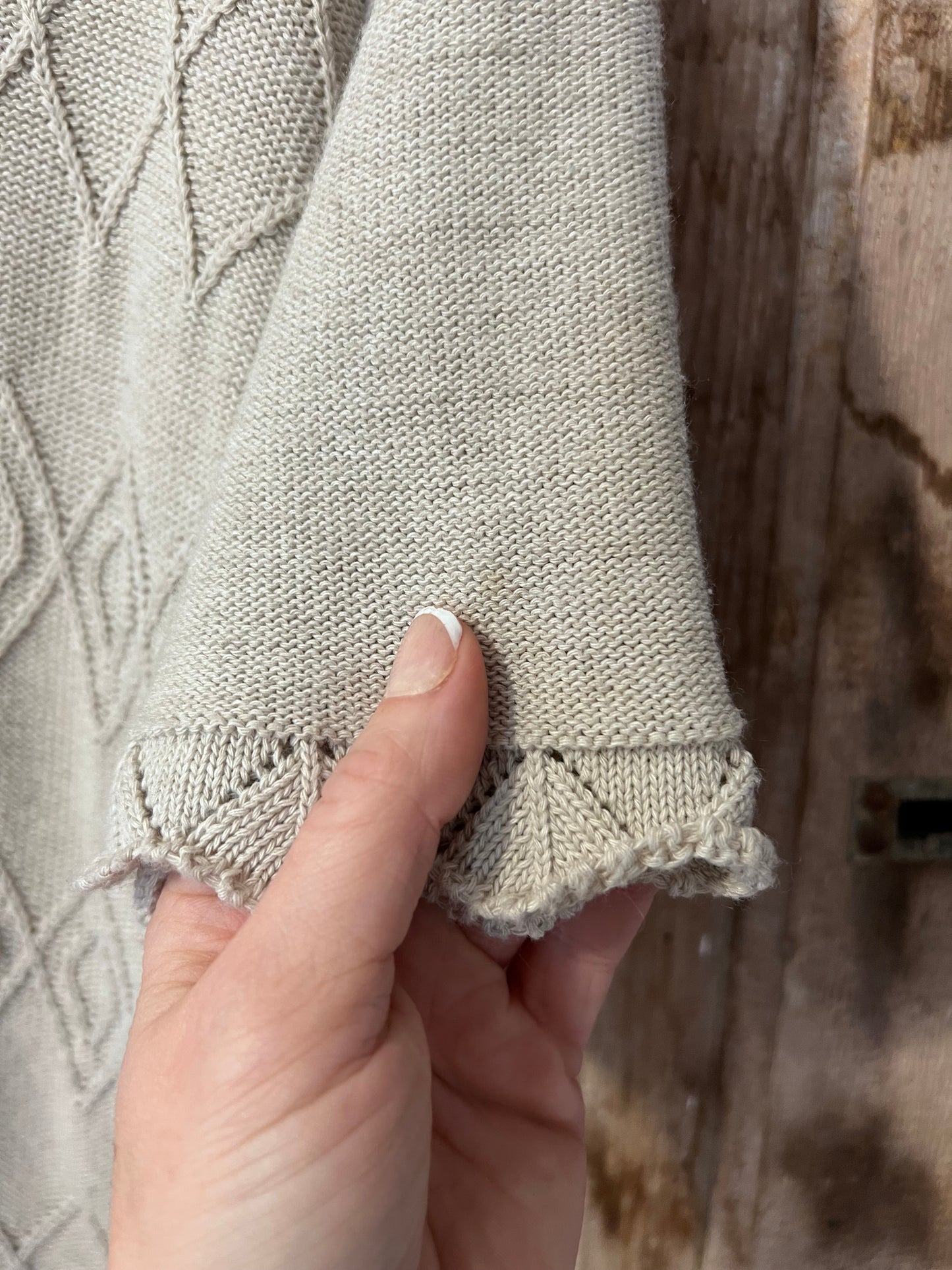 90's Alfred Dunner Beige Knit Short Sleeve Cardigan