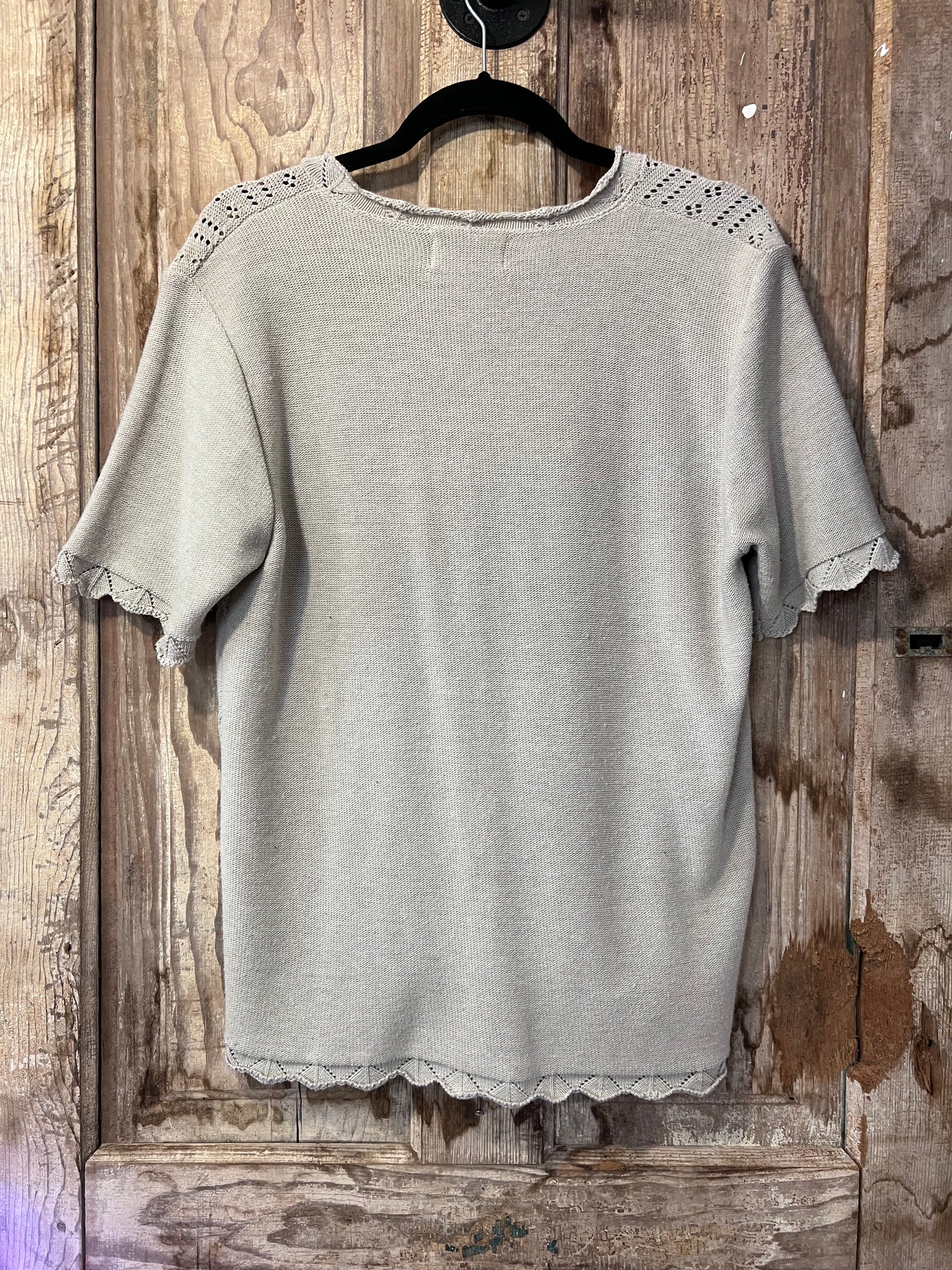 90's Alfred Dunner Beige Knit Short Sleeve Cardigan