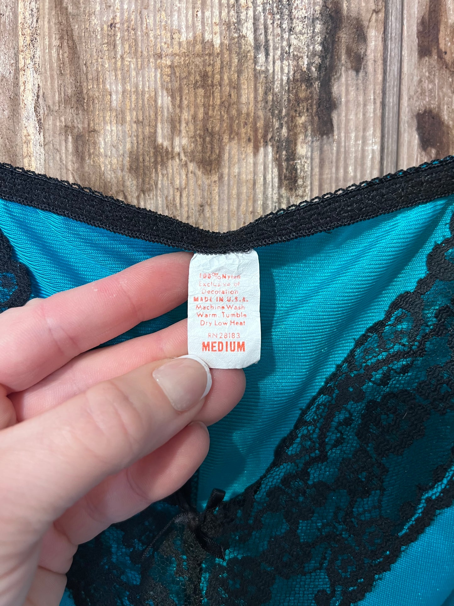 80's/90's Turquoise + BLK Lace Lingerie Body Suit