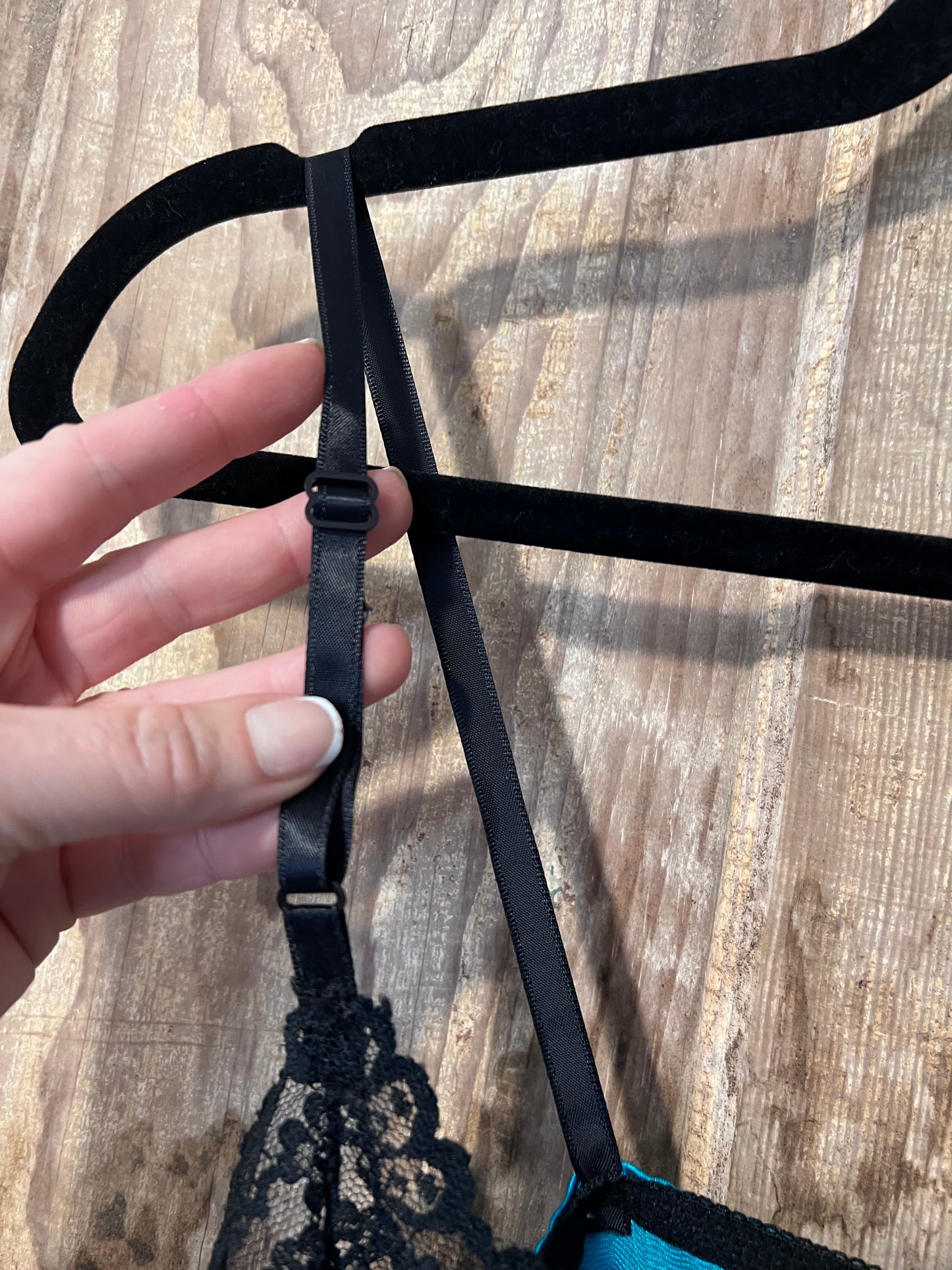 80's/90's Turquoise + BLK Lace Lingerie Body Suit