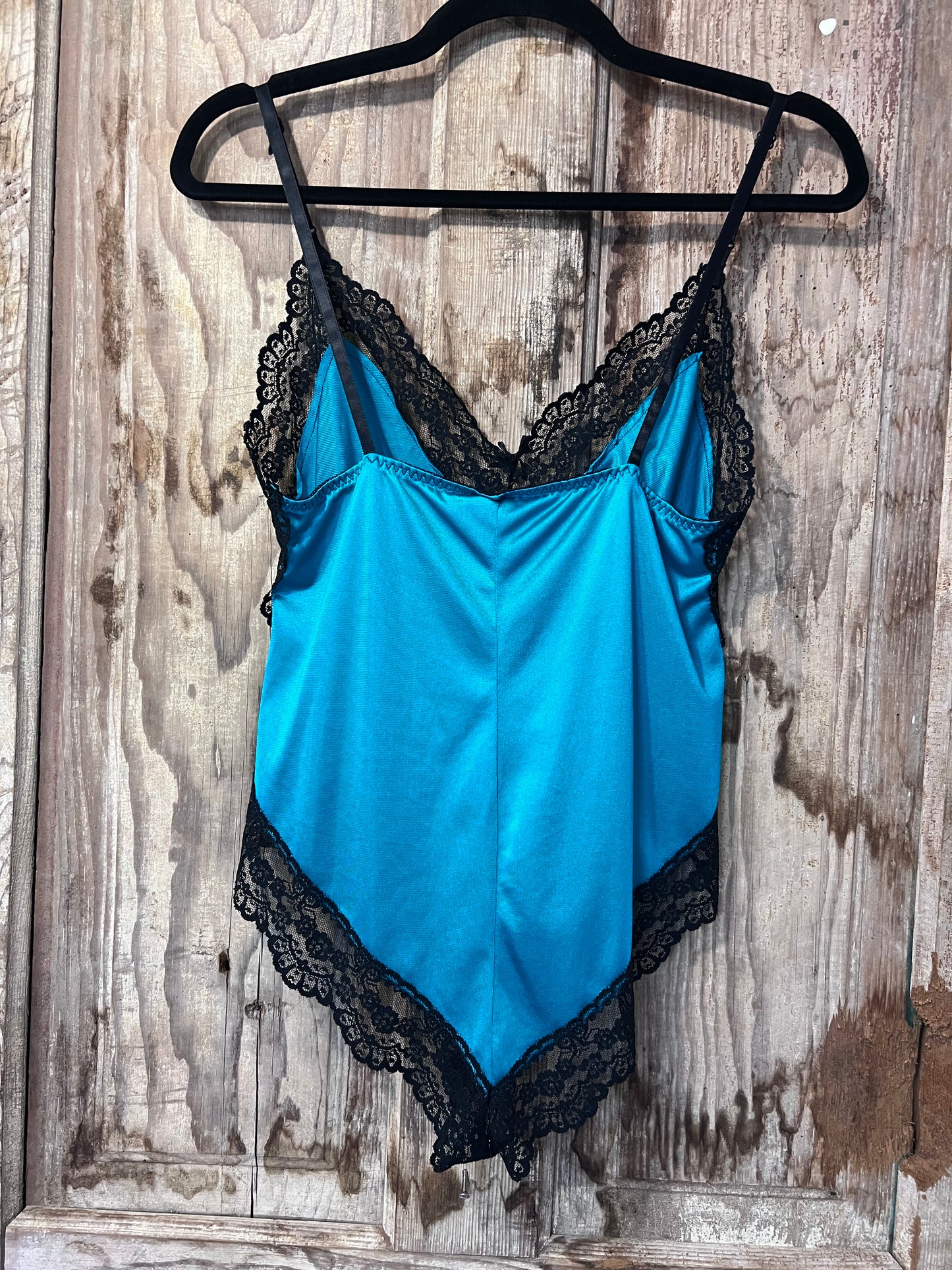 80's/90's Turquoise + BLK Lace Lingerie Body Suit