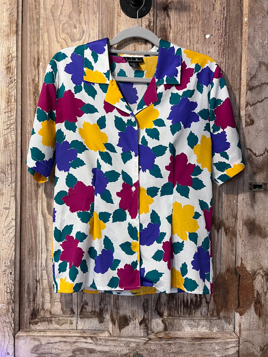 80's/90's David Matthew Colorful Floral Button Up Shirt