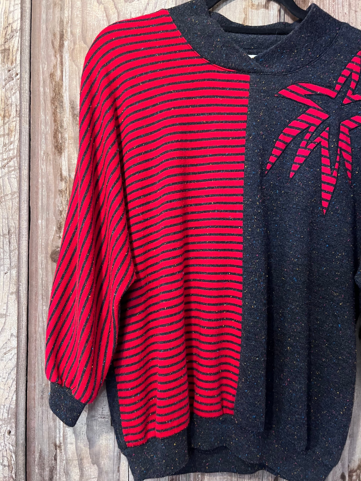 80's/90's Graff California Grey + Red Striped Sweater