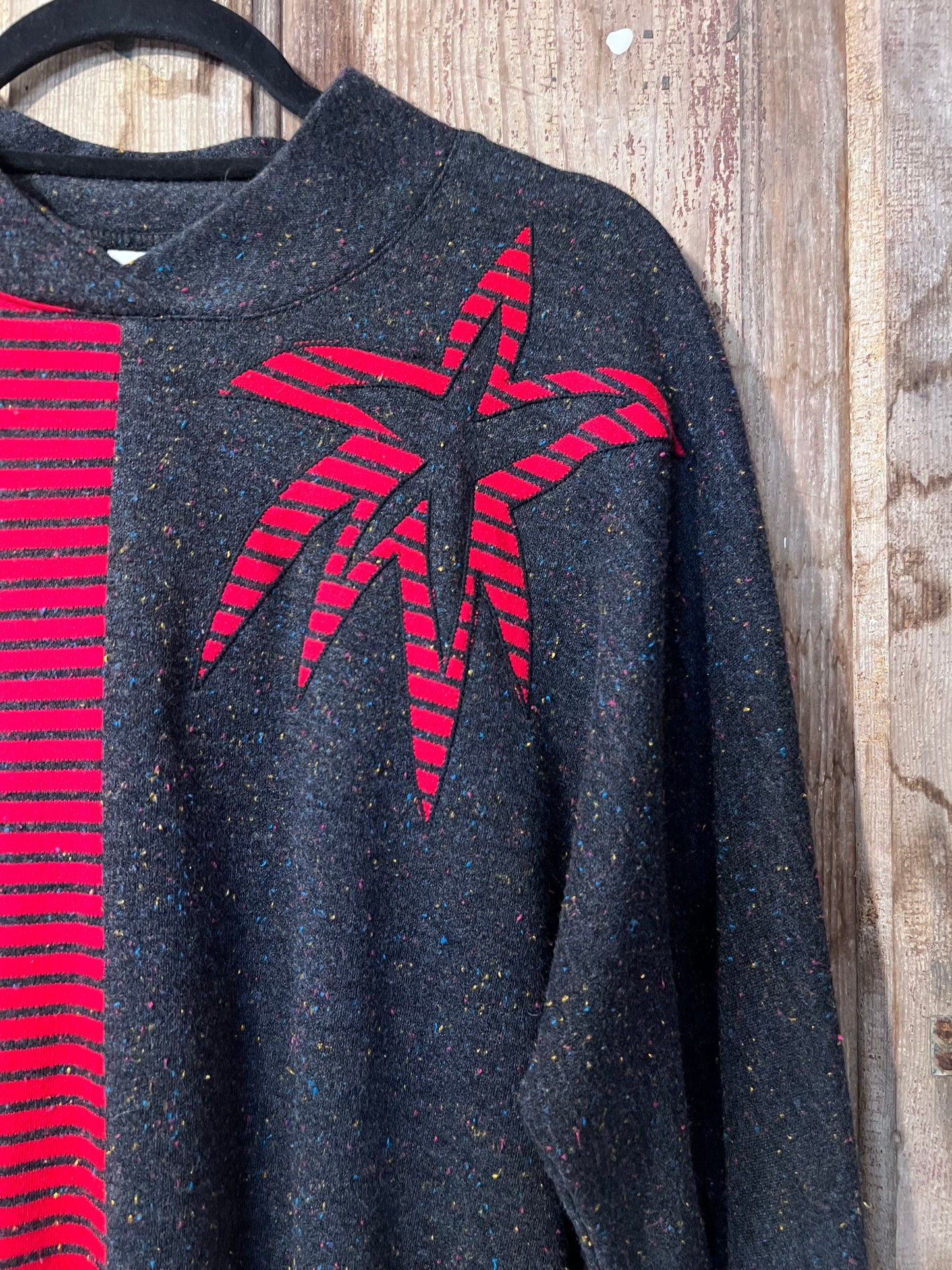 80's/90's Graff California Grey + Red Striped Sweater