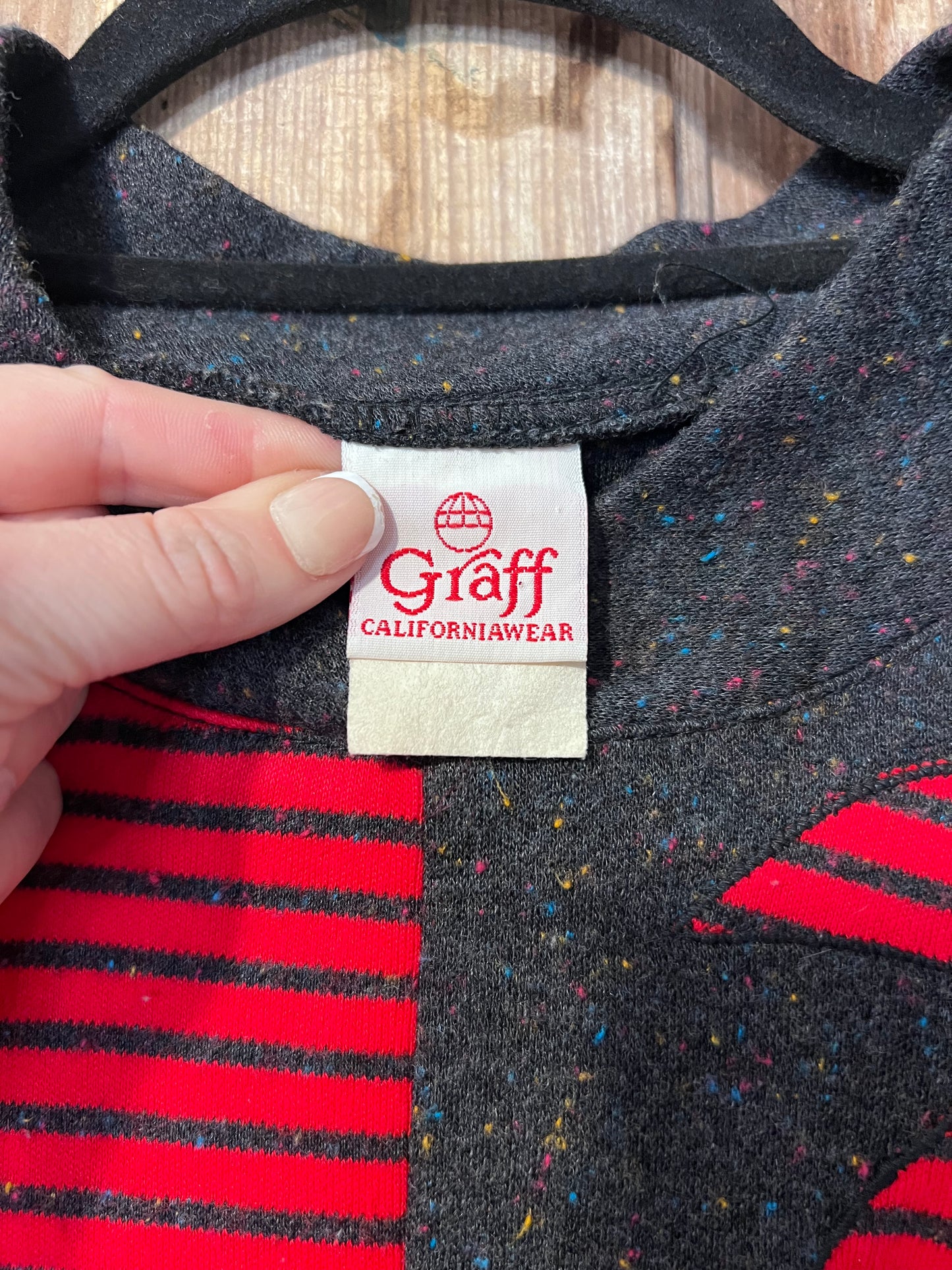 80's/90's Graff California Grey + Red Striped Sweater
