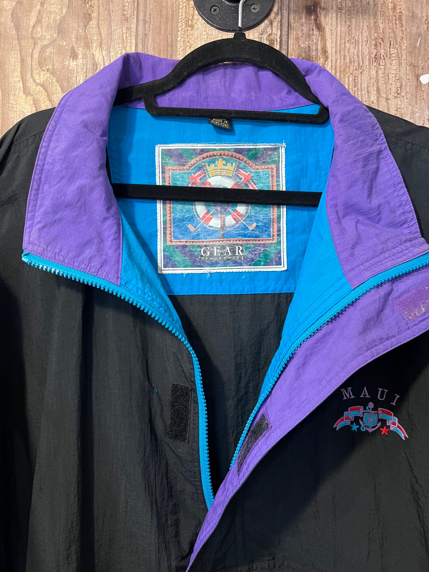 90's BLK Maui Embroidered Wind Breaker Jacket