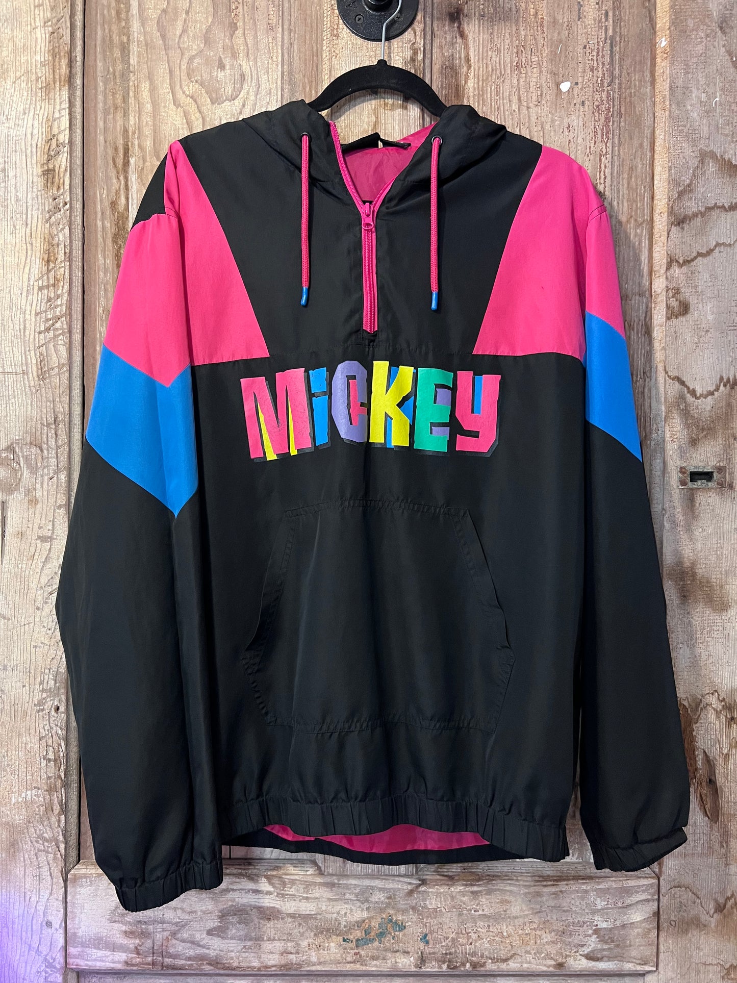 Y2K Mickey Mouse Colorful Quarter Zip Hooded Windbreaker