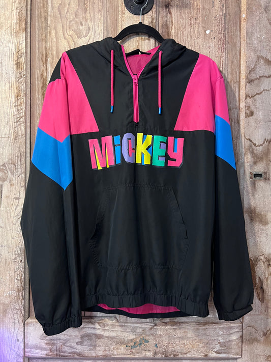 Y2K Mickey Mouse Colorful Quarter Zip Hooded Windbreaker