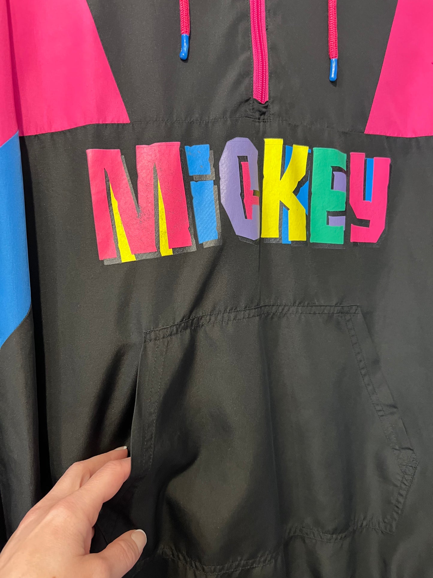 Y2K Mickey Mouse Colorful Quarter Zip Hooded Windbreaker