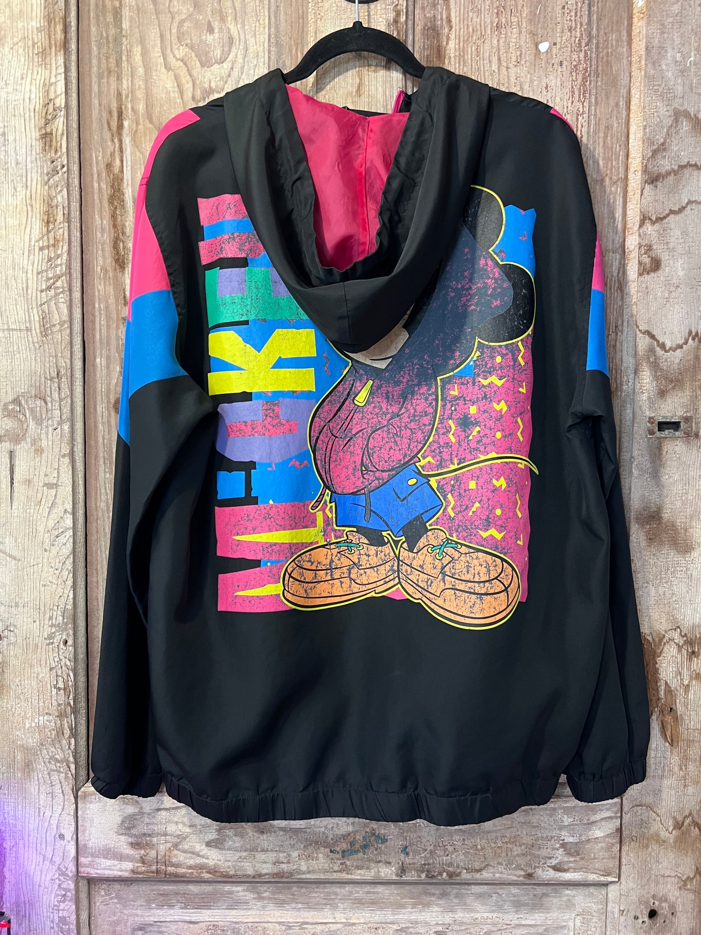 Y2K Mickey Mouse Colorful Quarter Zip Hooded Windbreaker