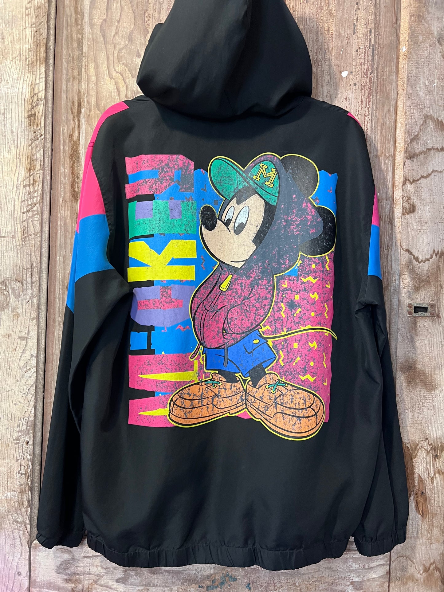 Y2K Mickey Mouse Colorful Quarter Zip Hooded Windbreaker