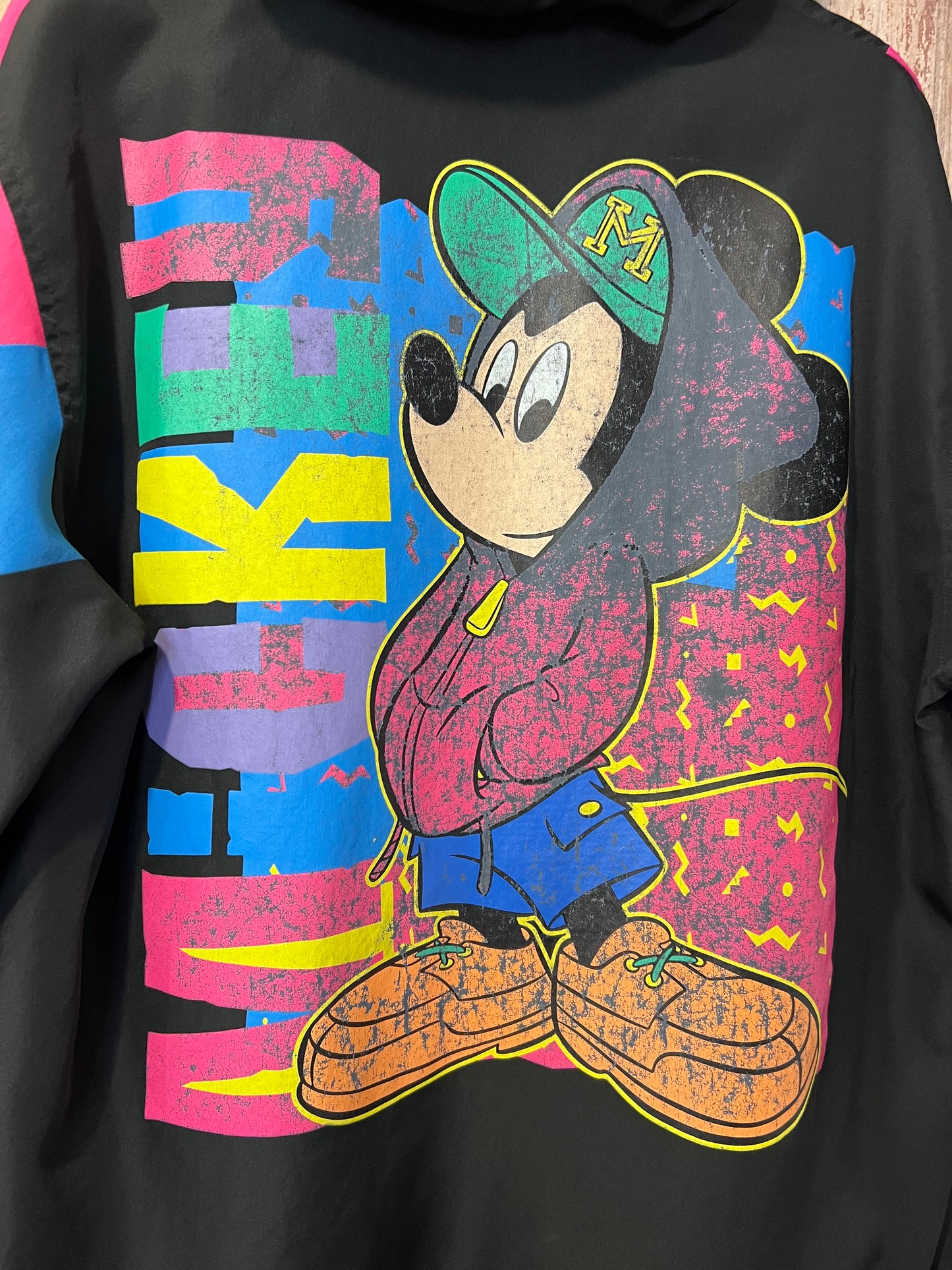 Y2K Mickey Mouse Colorful Quarter Zip Hooded Windbreaker