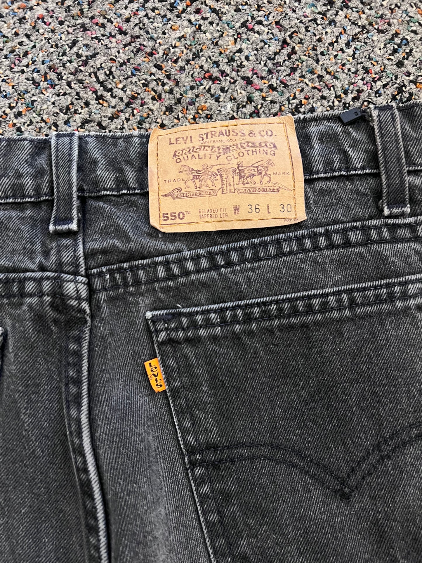 Levi Strauss 550 Orange Tab Faded BLK Denim Jeans