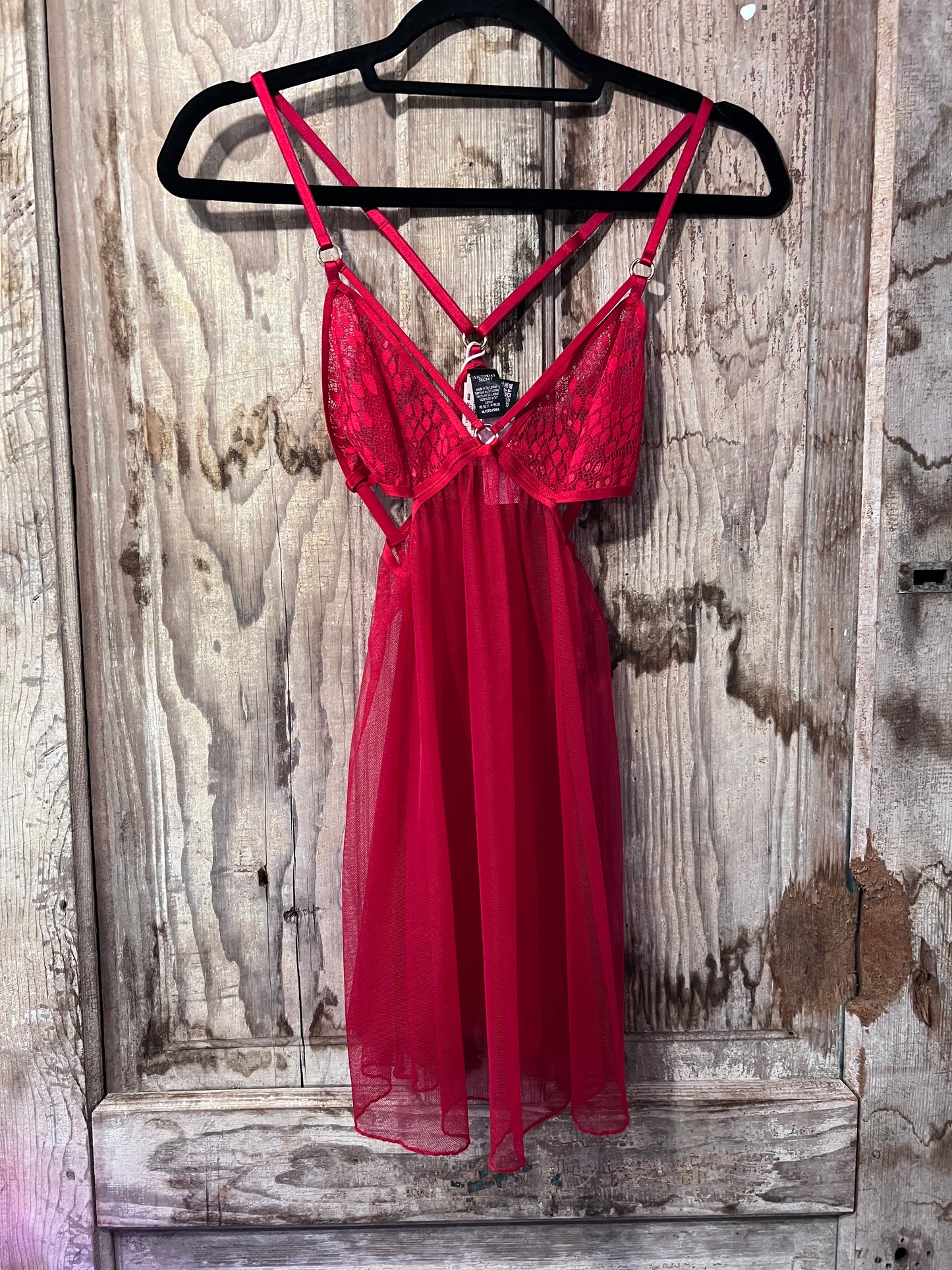 90's Victoria's Secret Red Lace Baby Doll Dress