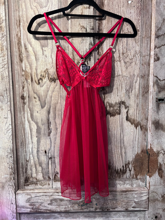 90's Victoria's Secret Red Lace Baby Doll Dress