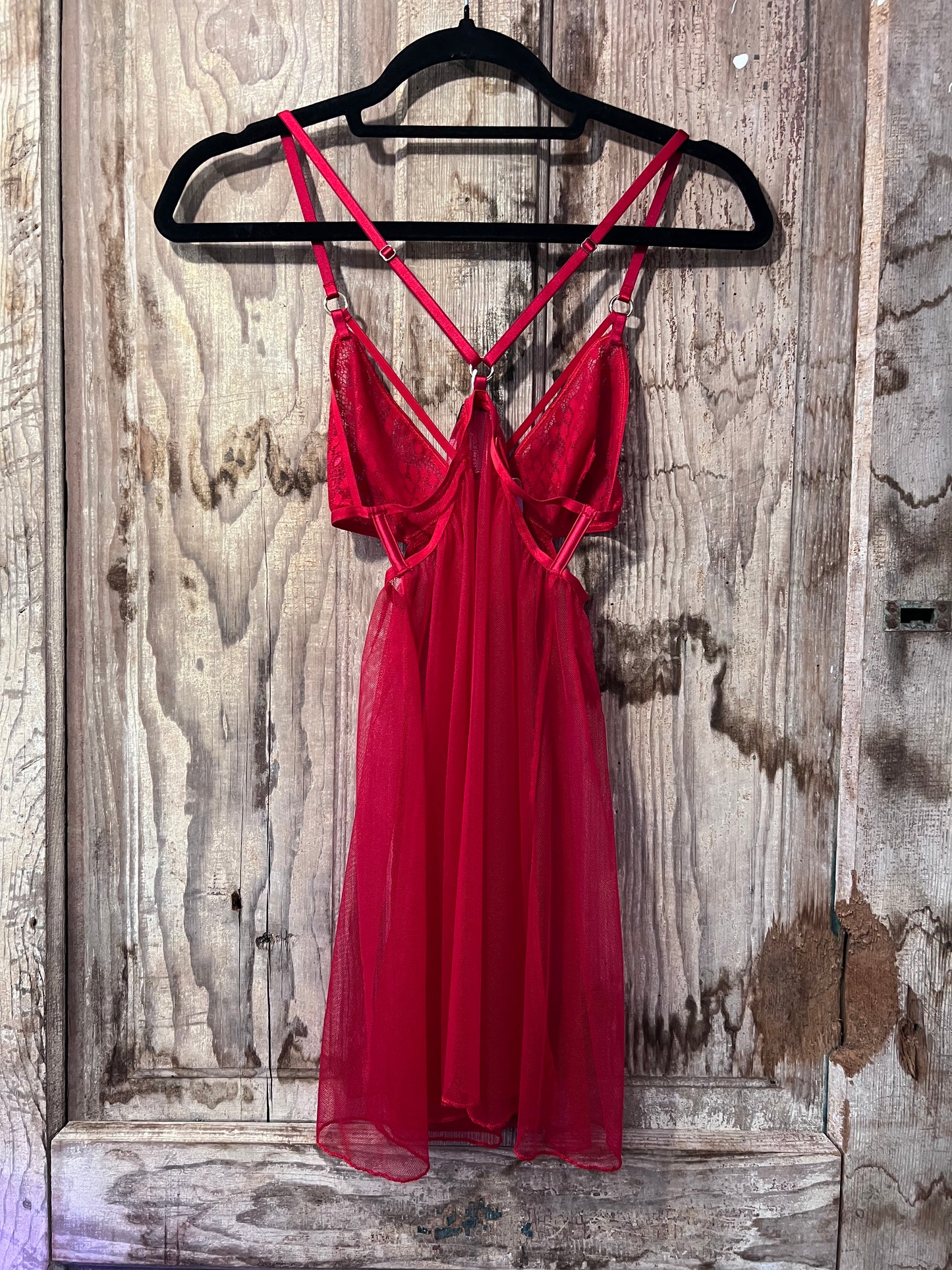 90's Victoria's Secret Red Lace Baby Doll Dress