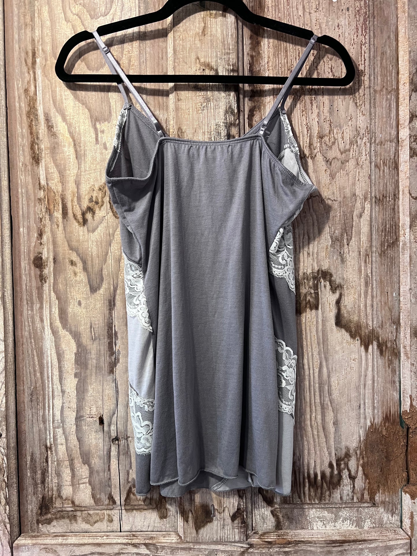 Y2K Volume One Two Tone Grey Lace Tank Top