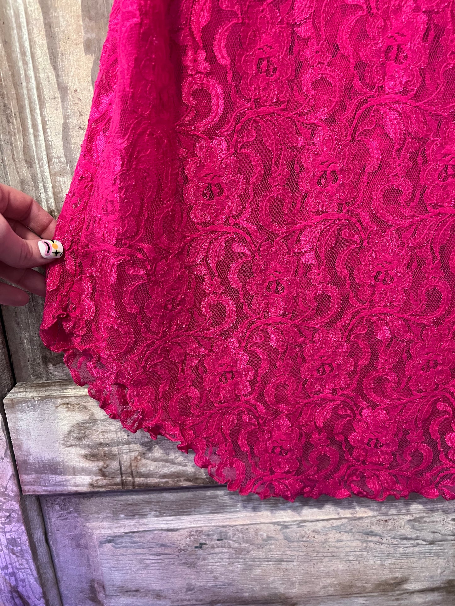 90's JC Penny Fuchsia Beaded Lace Slip Dress
