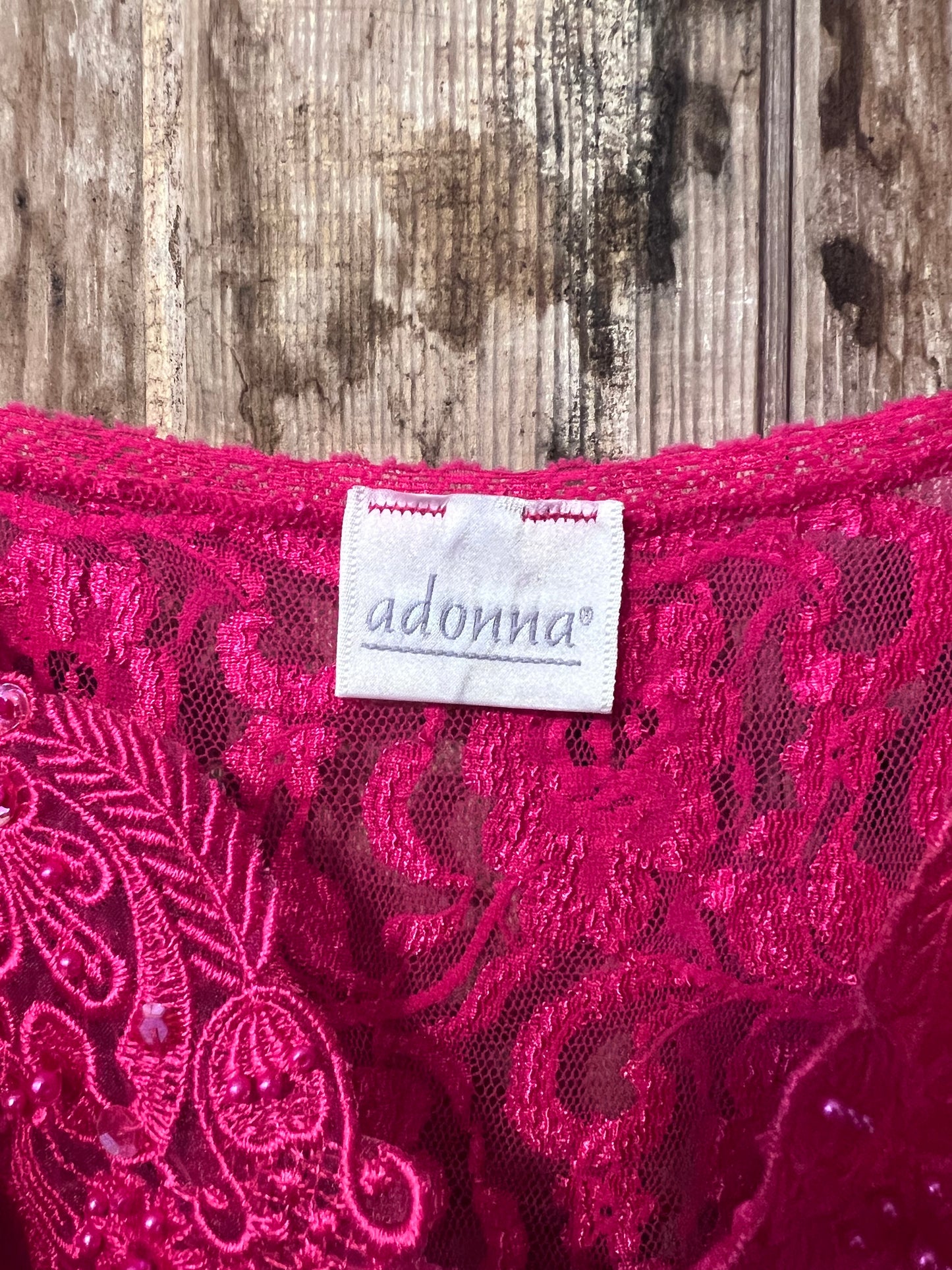 90's JC Penny Fuchsia Beaded Lace Slip Dress