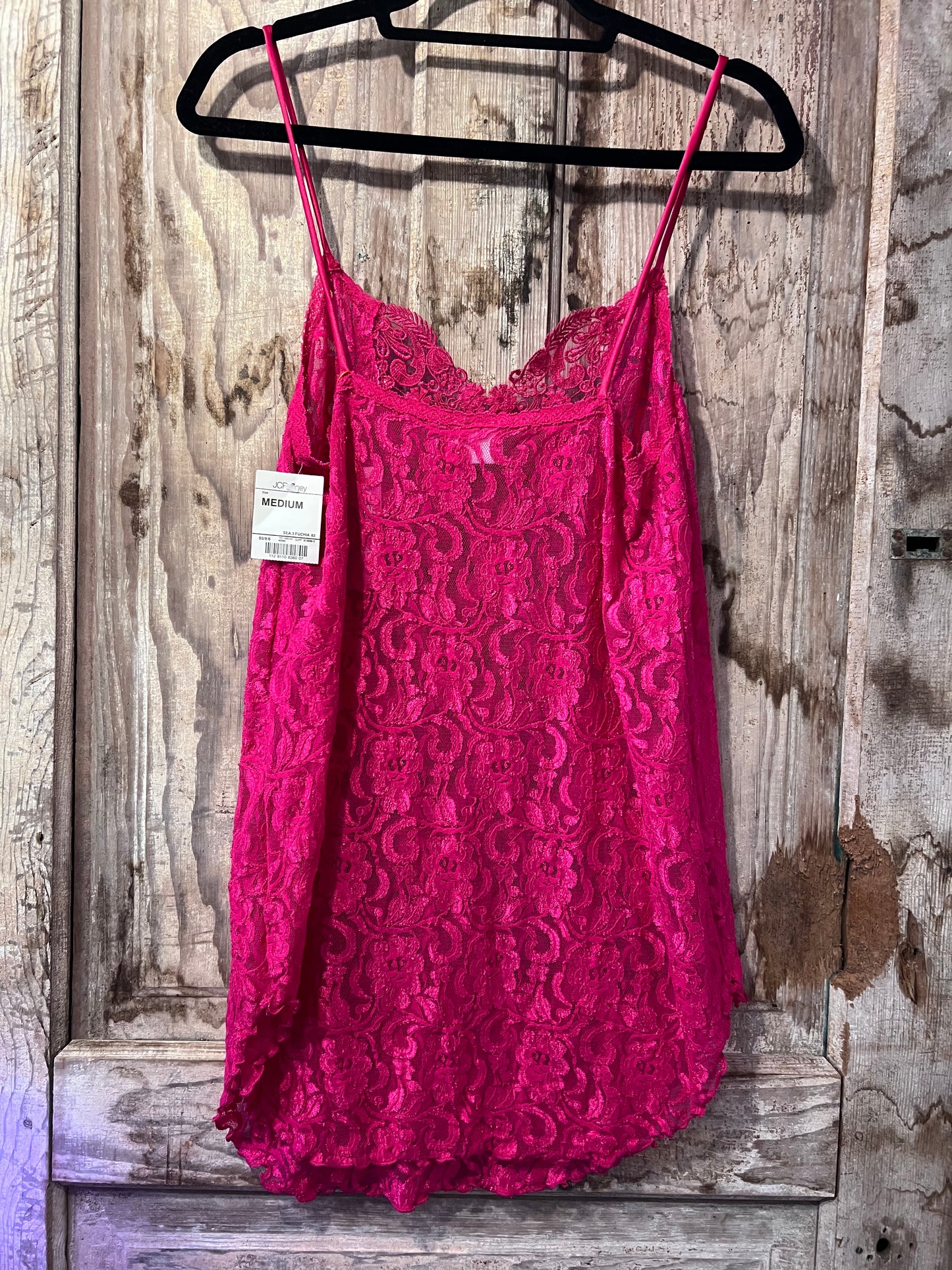 90's JC Penny Fuchsia Beaded Lace Slip Dress