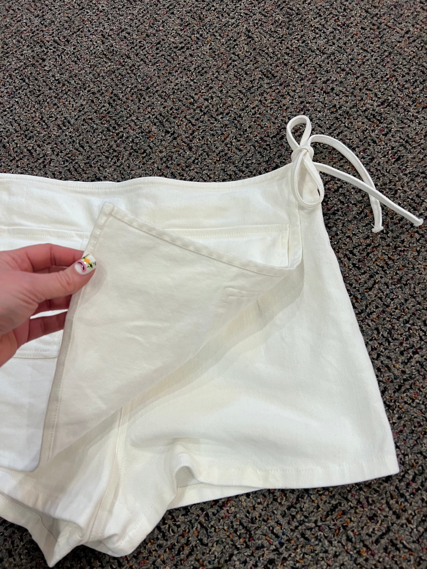 Y2K White LeLis Side Tie Skort